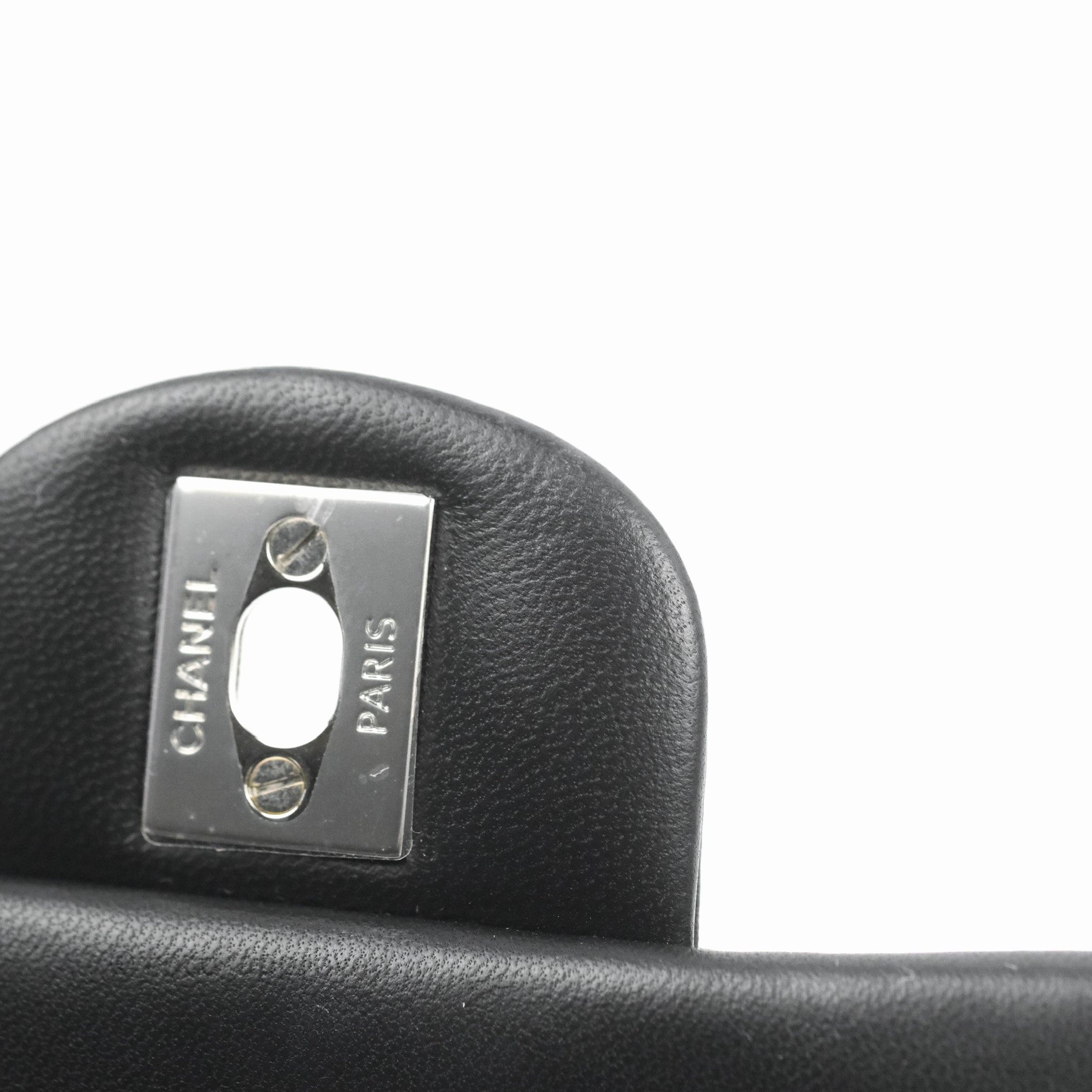 Chanel Mini Square Black Lambskin Silver Hardware