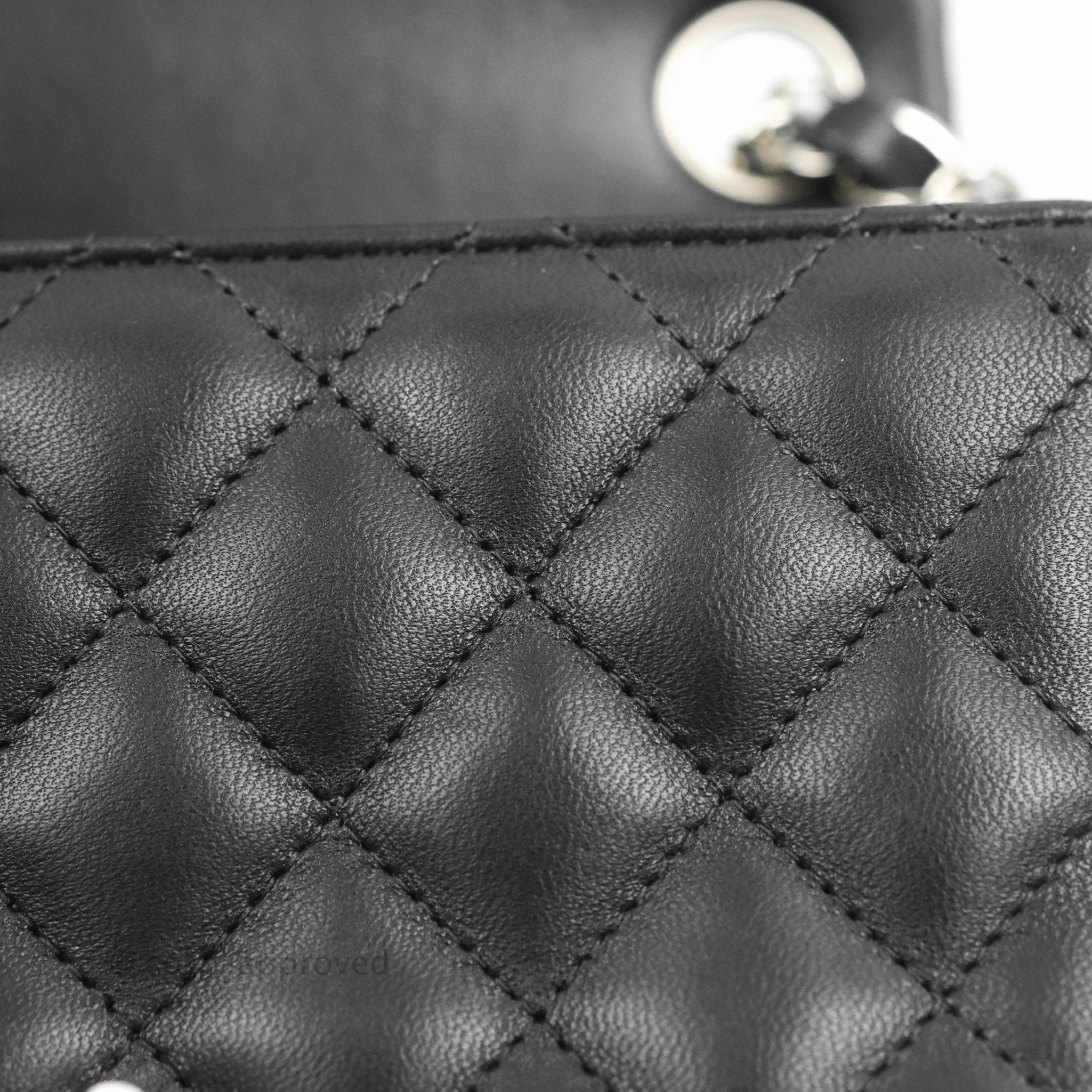 Chanel Mini Square Black Lambskin Silver Hardware