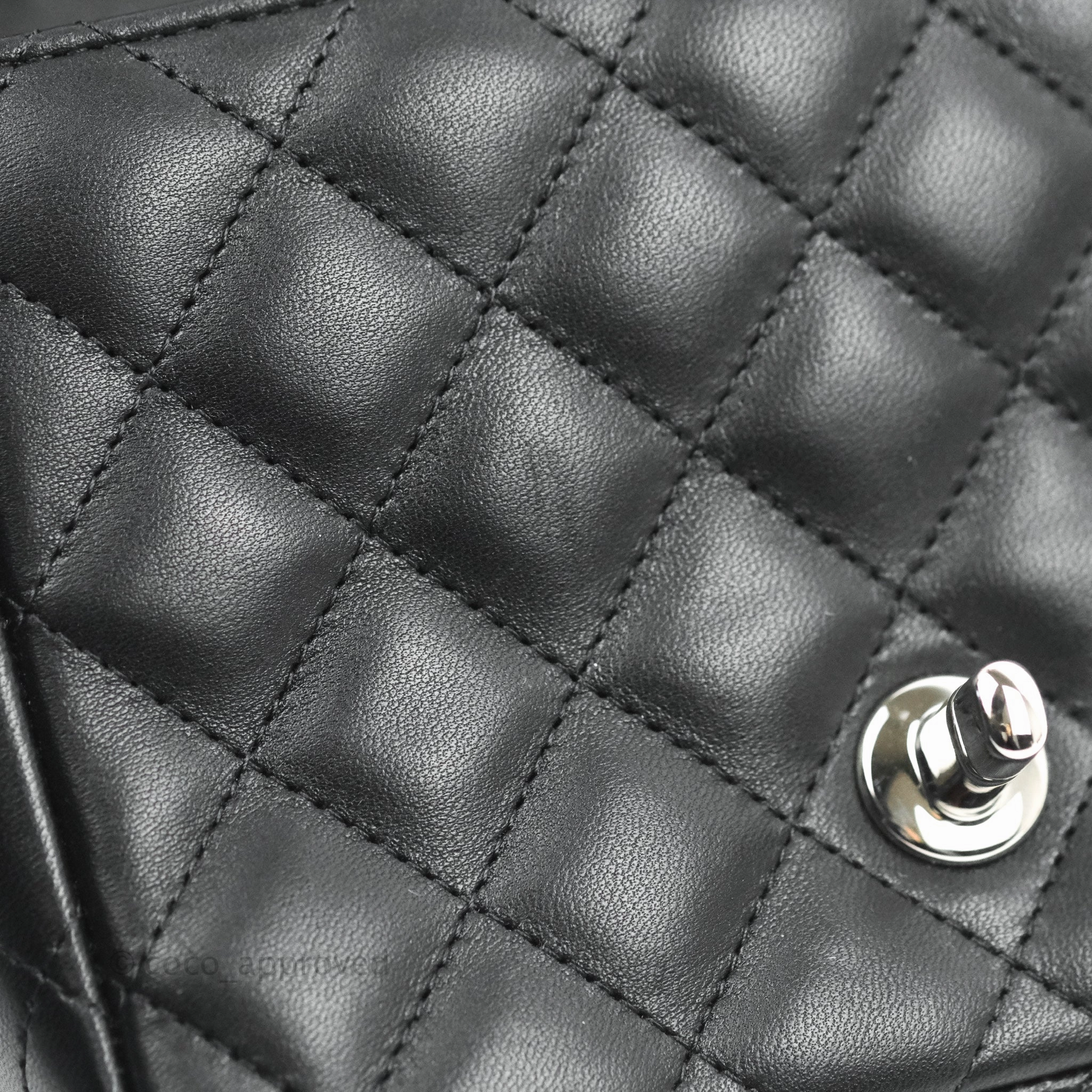 Chanel Mini Square Black Lambskin Silver Hardware