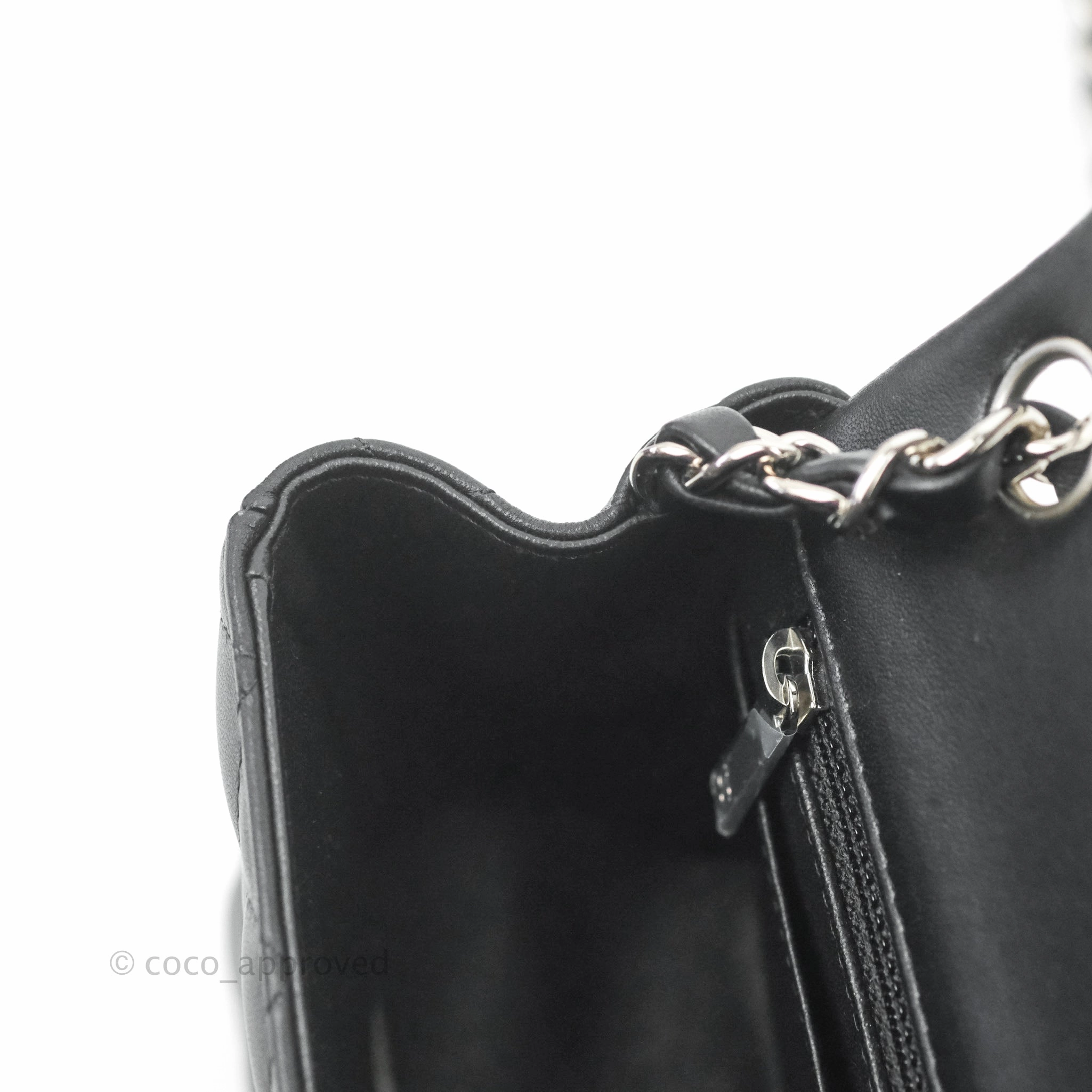 Chanel Mini Square Black Lambskin Silver Hardware