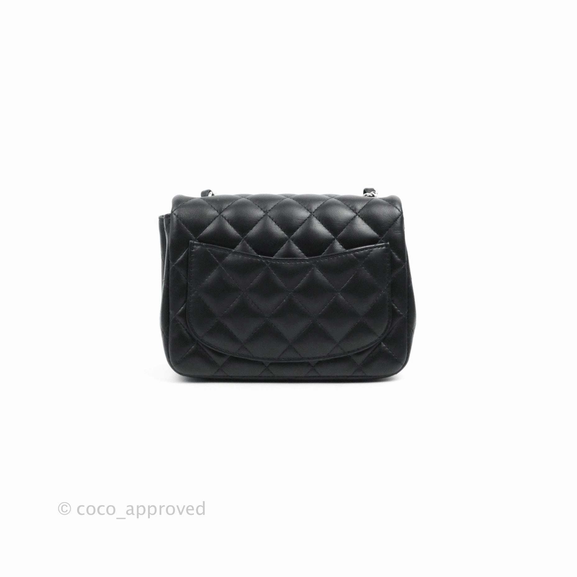 Chanel Mini Square Black Lambskin Silver Hardware