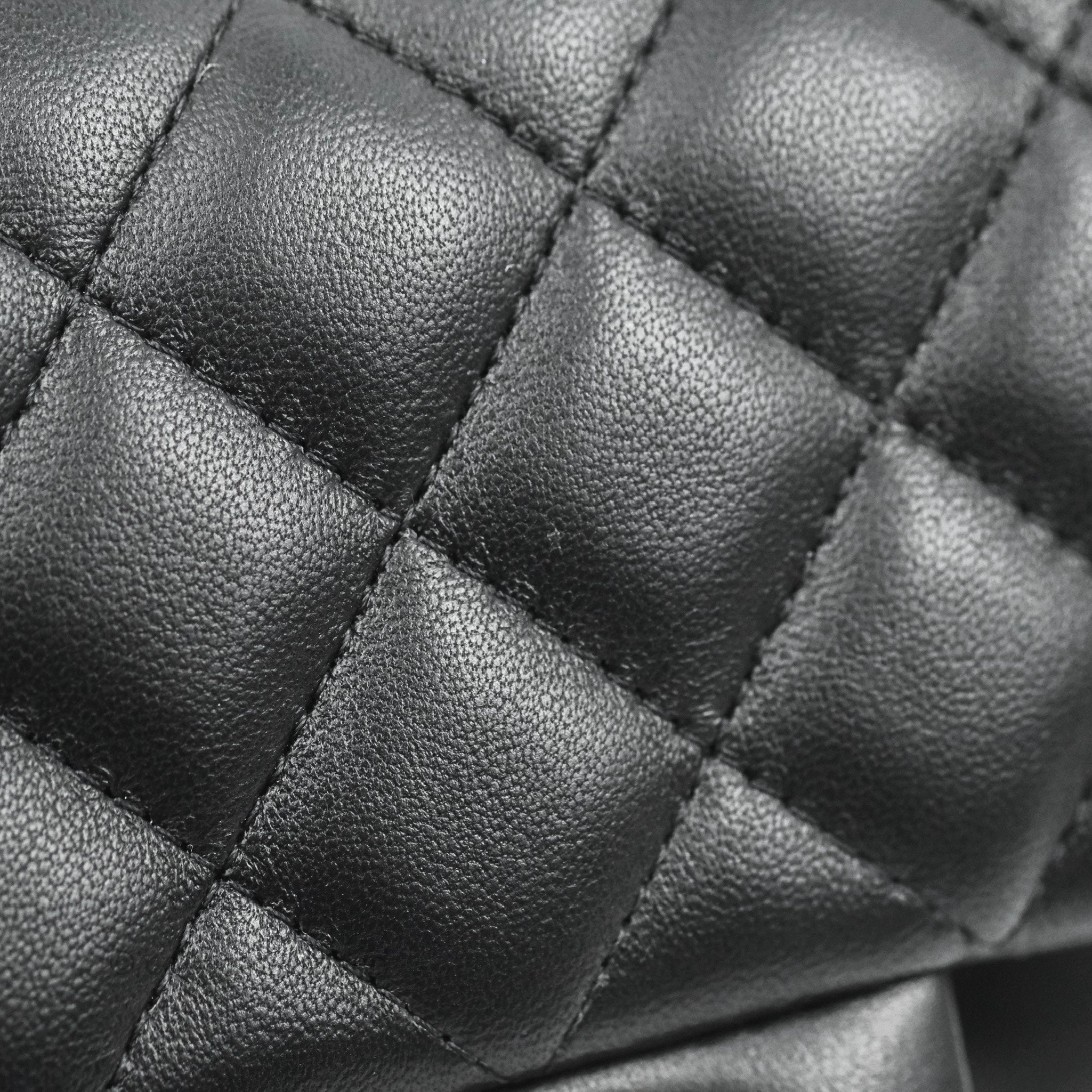 Chanel Mini Square Black Lambskin Silver Hardware