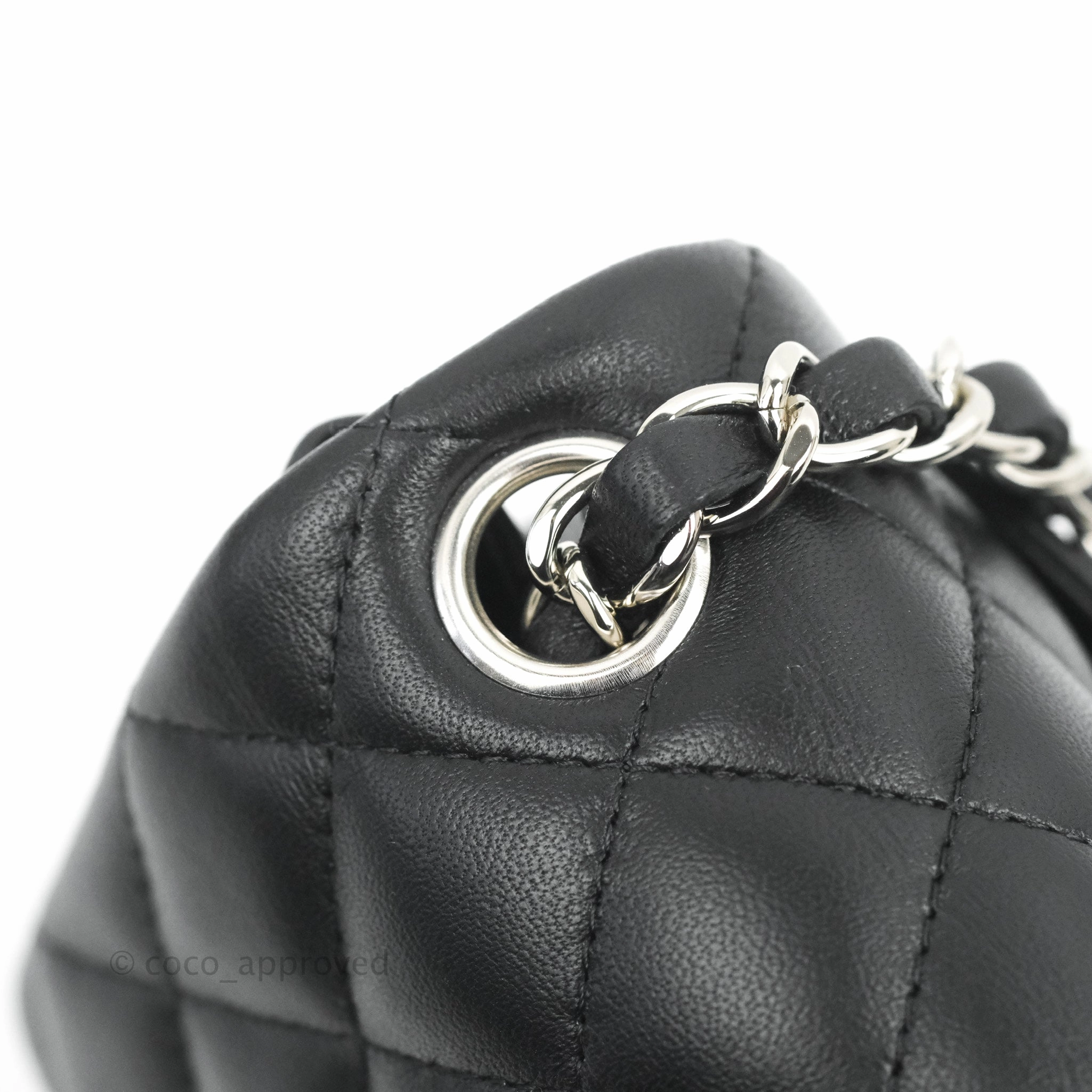 Chanel Mini Square Black Lambskin Silver Hardware