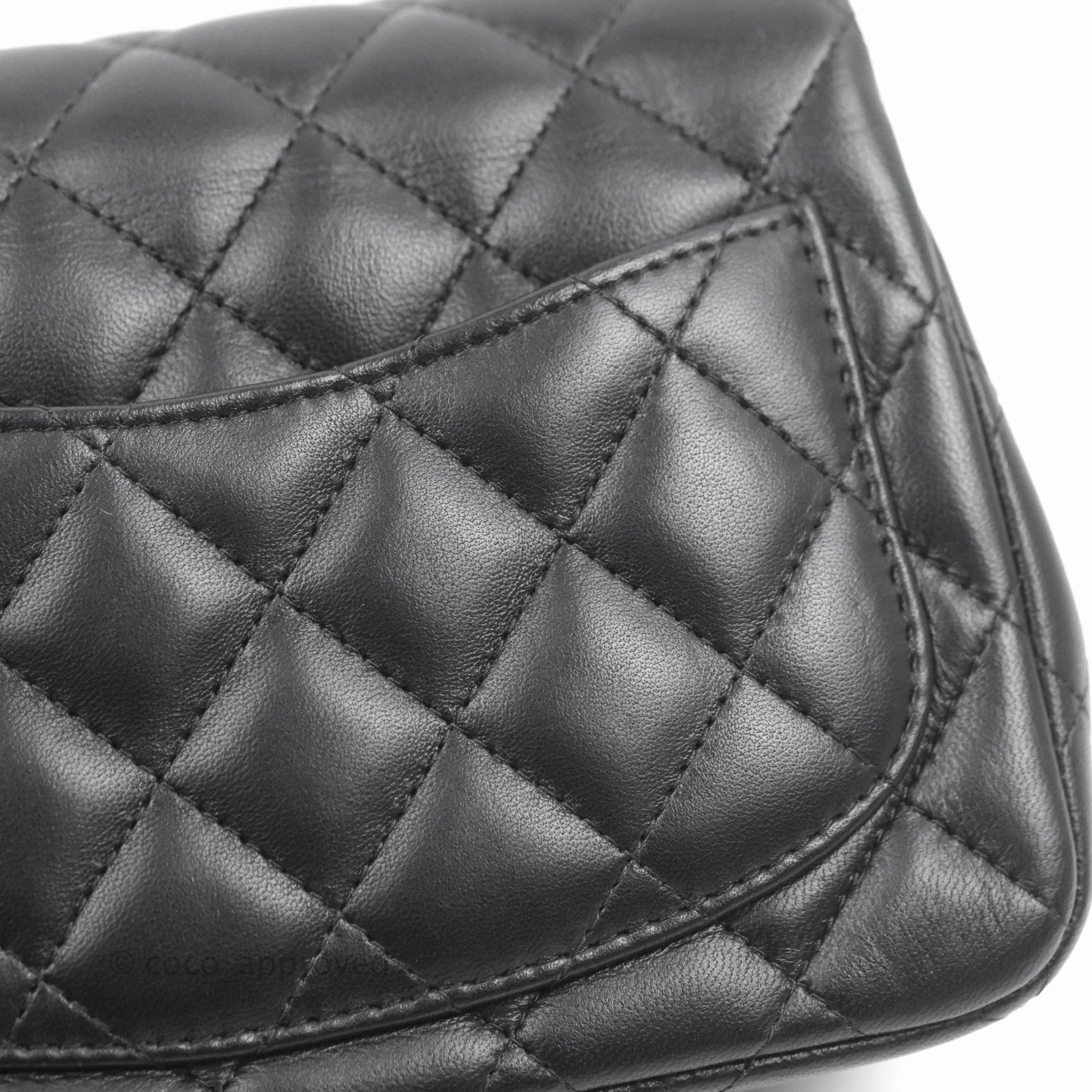 Chanel Mini Square Black Lambskin Silver Hardware
