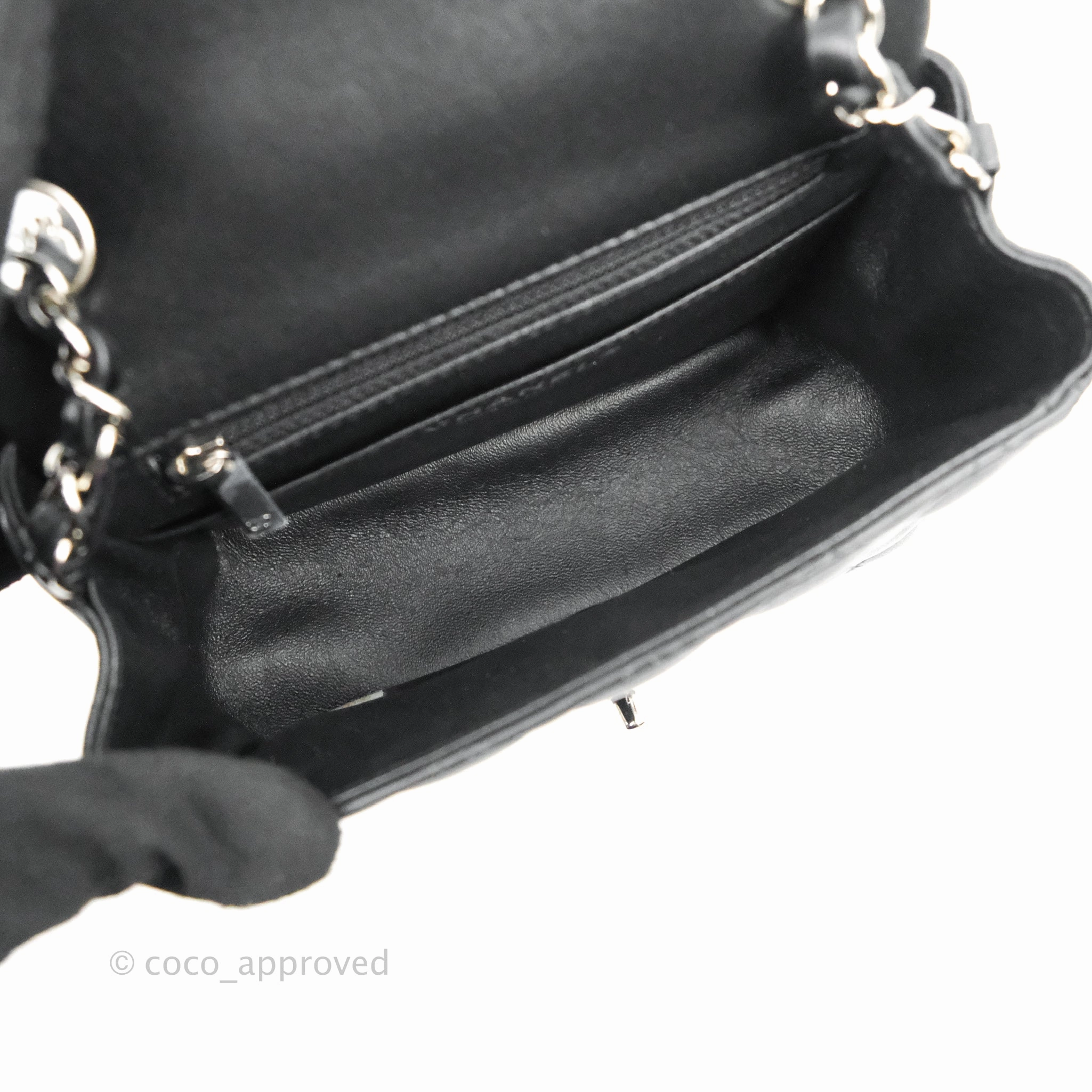 Chanel Mini Square Black Lambskin Silver Hardware