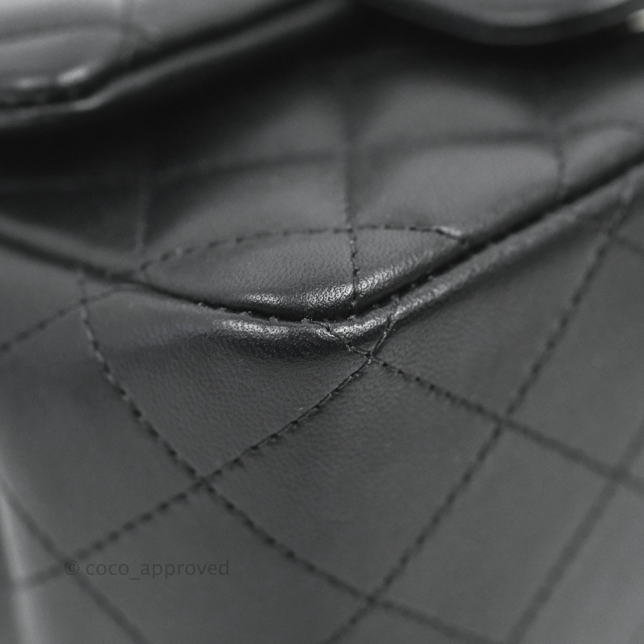 Chanel Mini Square Black Lambskin Silver Hardware