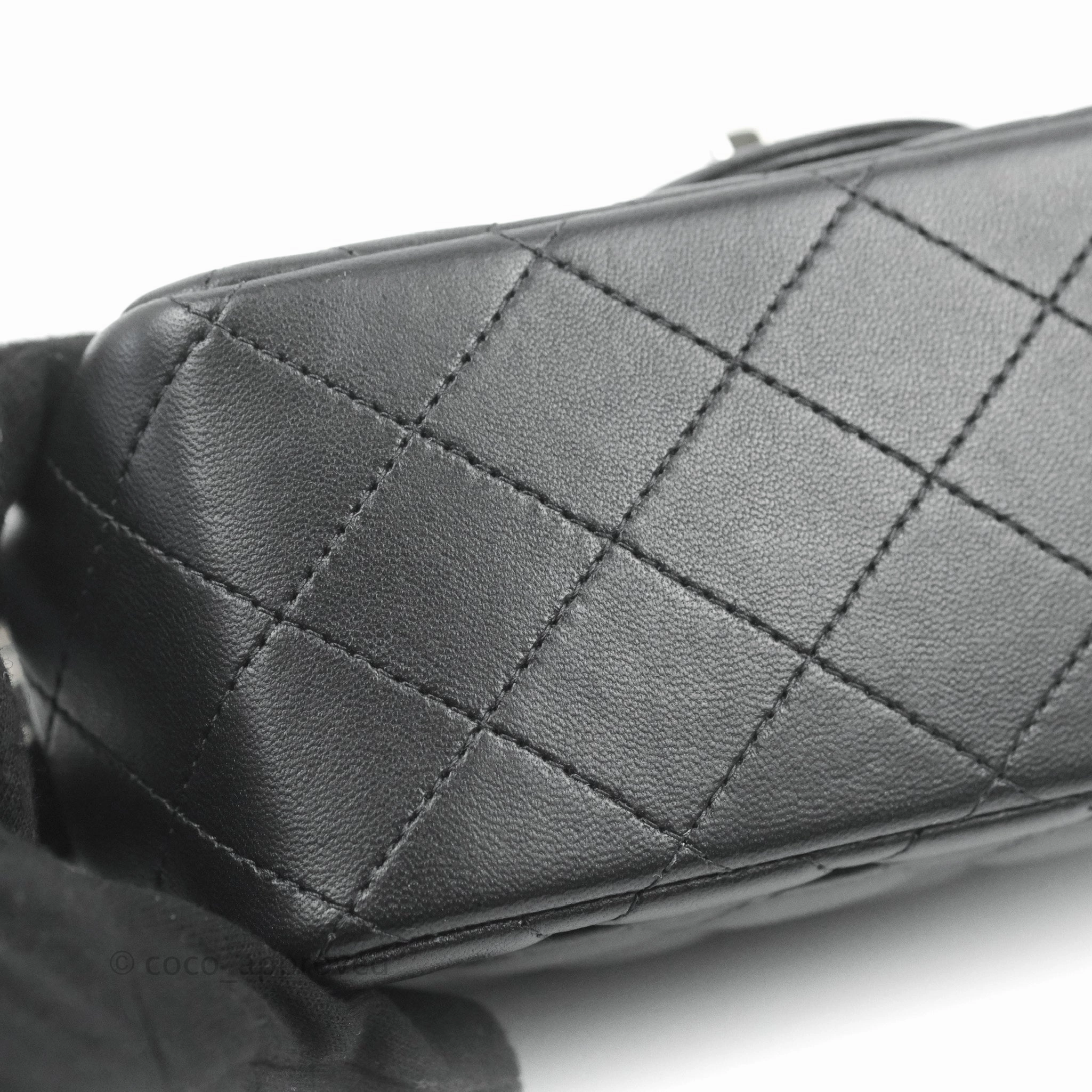 Chanel Mini Square Black Lambskin Silver Hardware