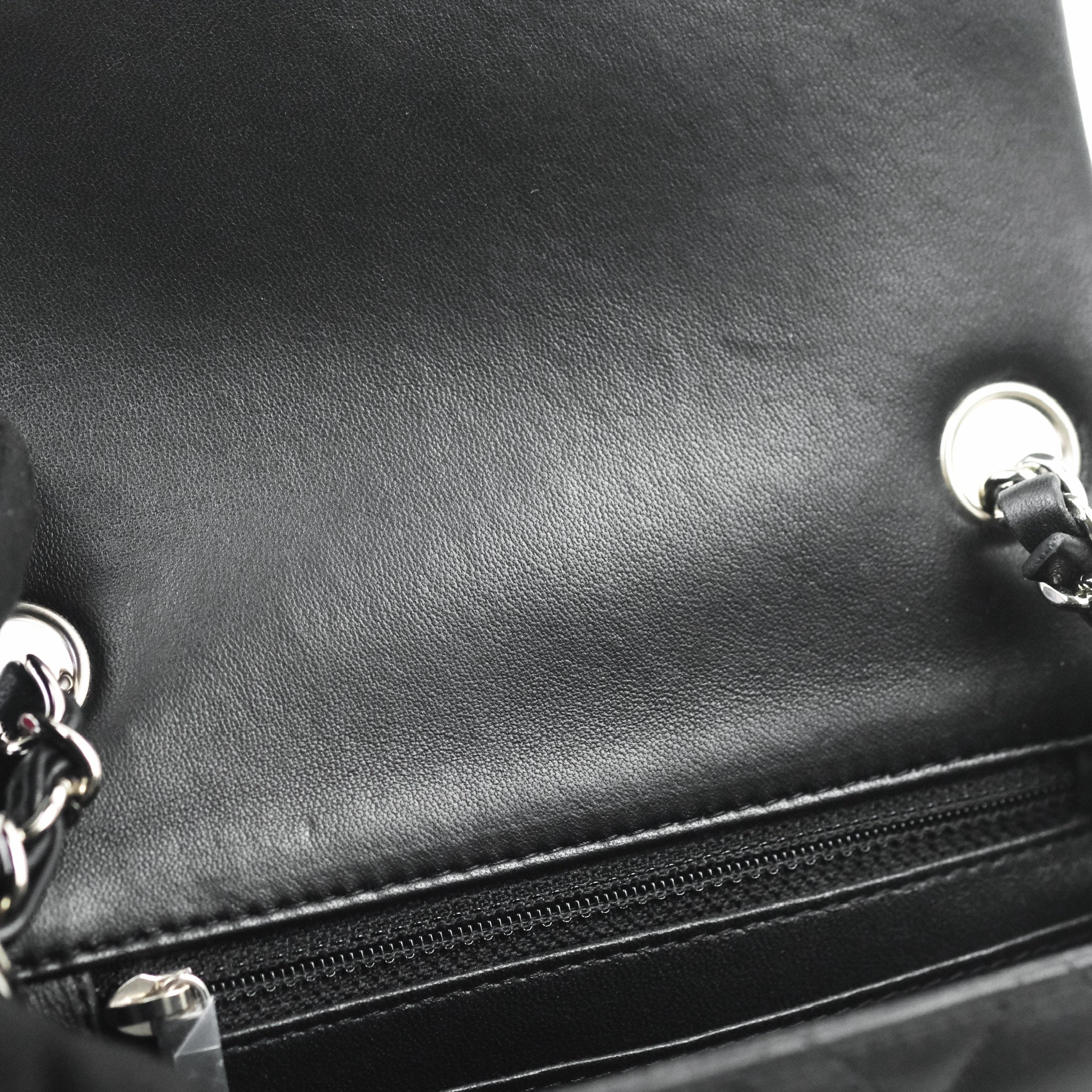Chanel Mini Square Black Lambskin Silver Hardware