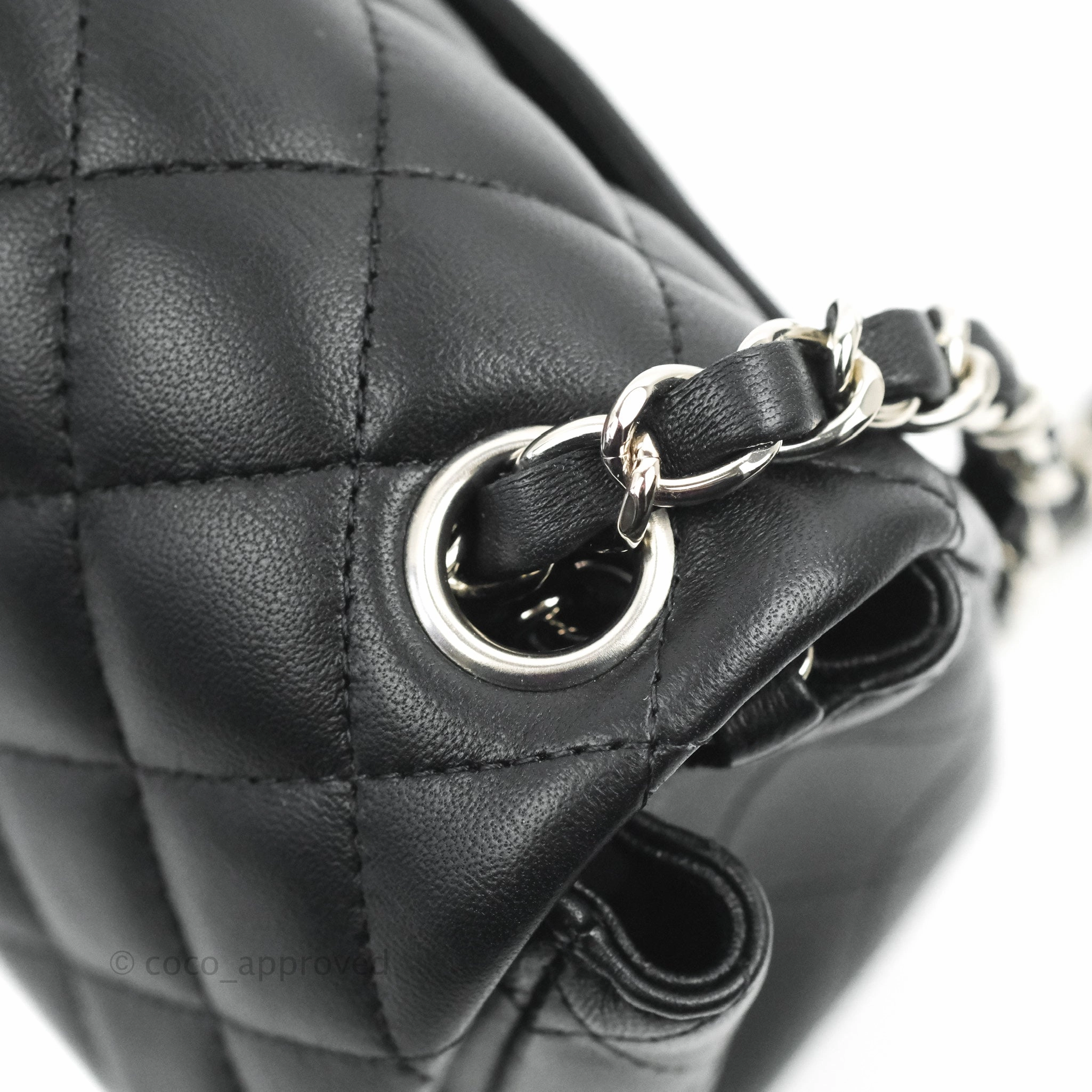 Chanel Mini Square Black Lambskin Silver Hardware