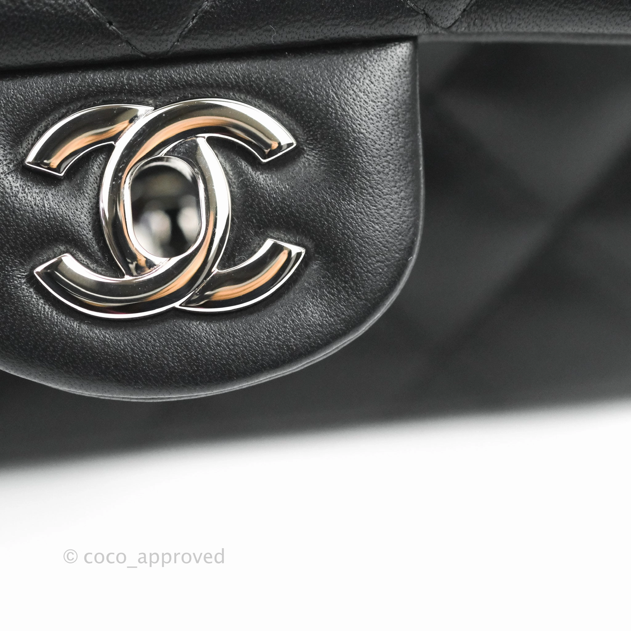 Chanel Mini Square Black Lambskin Silver Hardware
