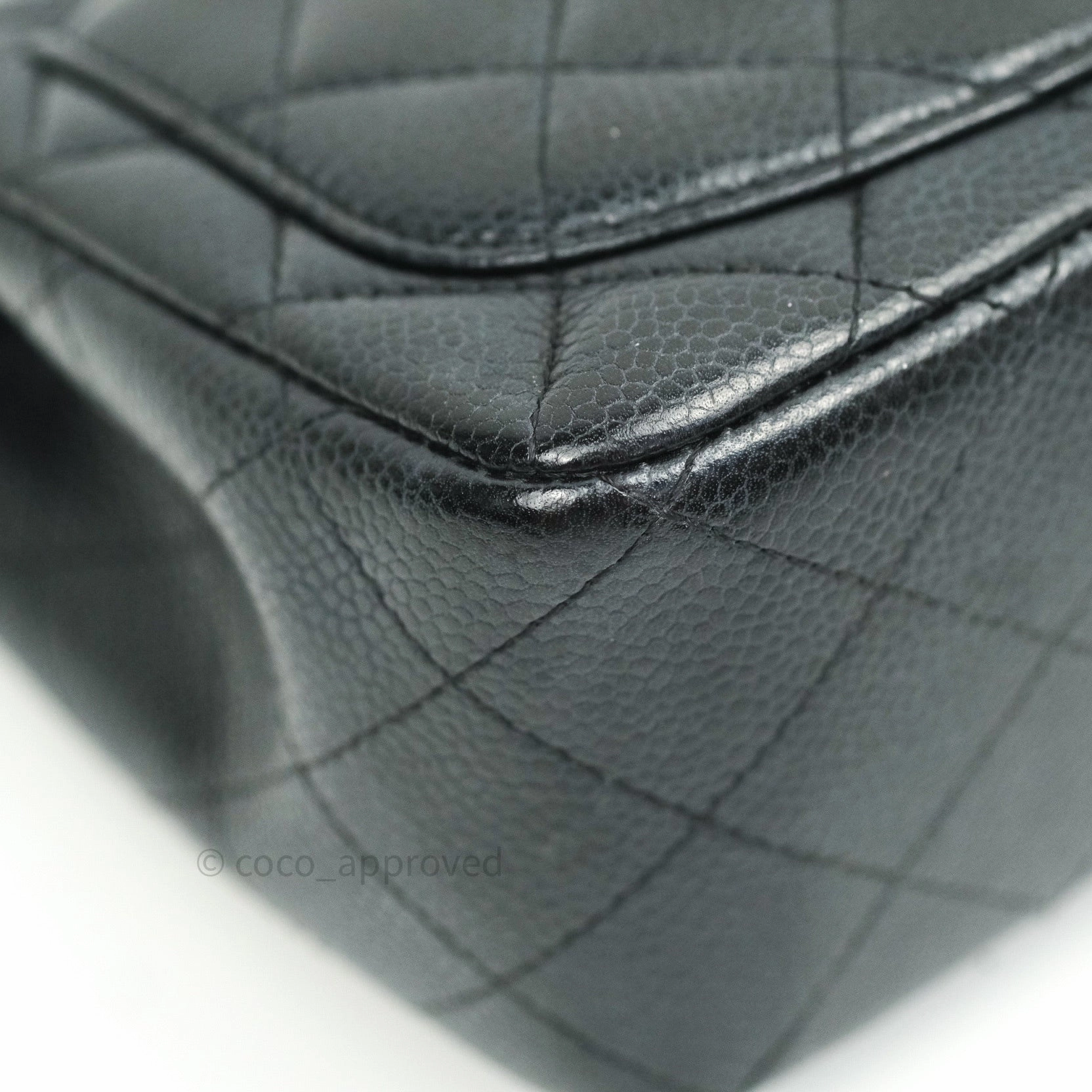 Chanel Mini Square Black Quilted Caviar Ruthenium Hardware