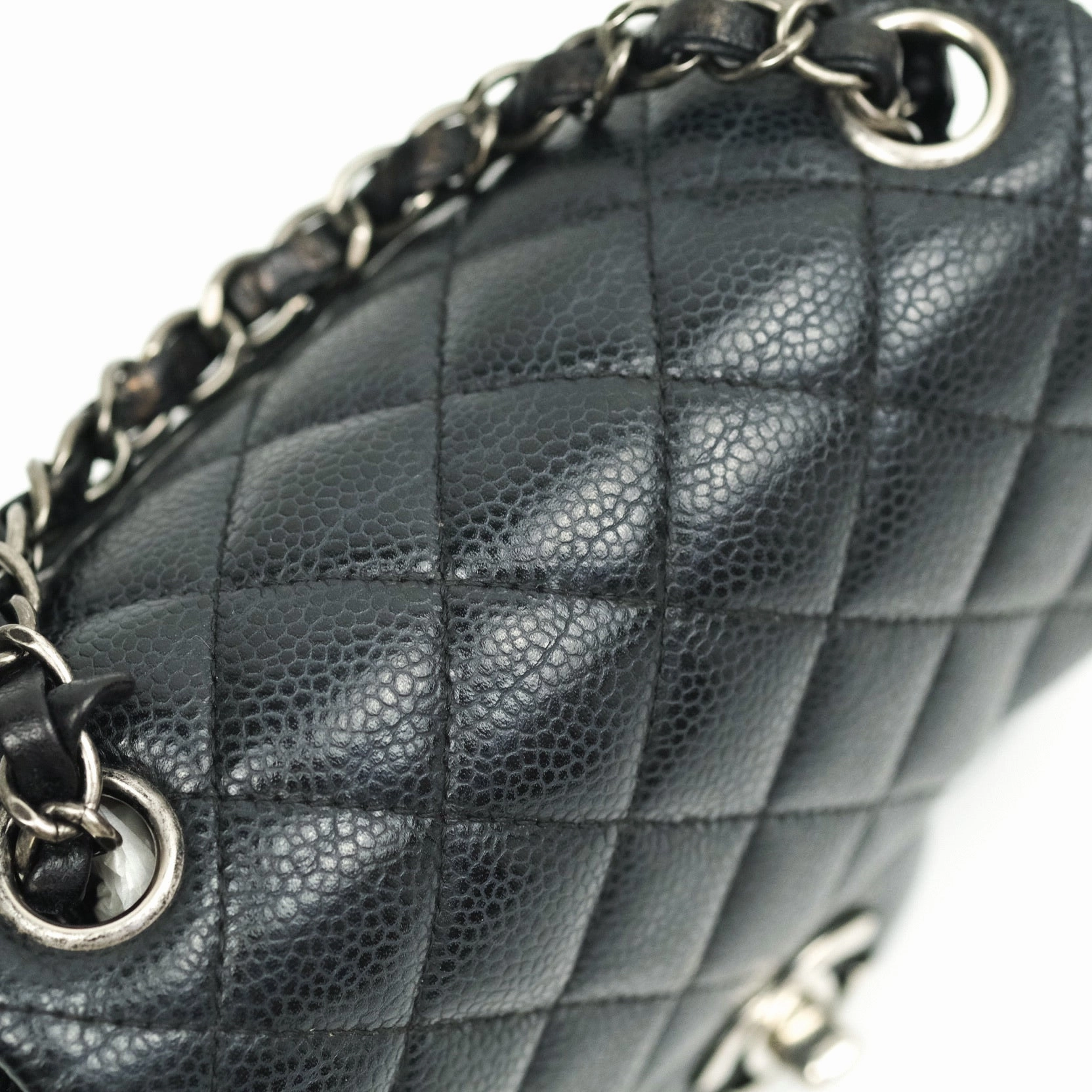 Chanel Mini Square Black Quilted Caviar Ruthenium Hardware