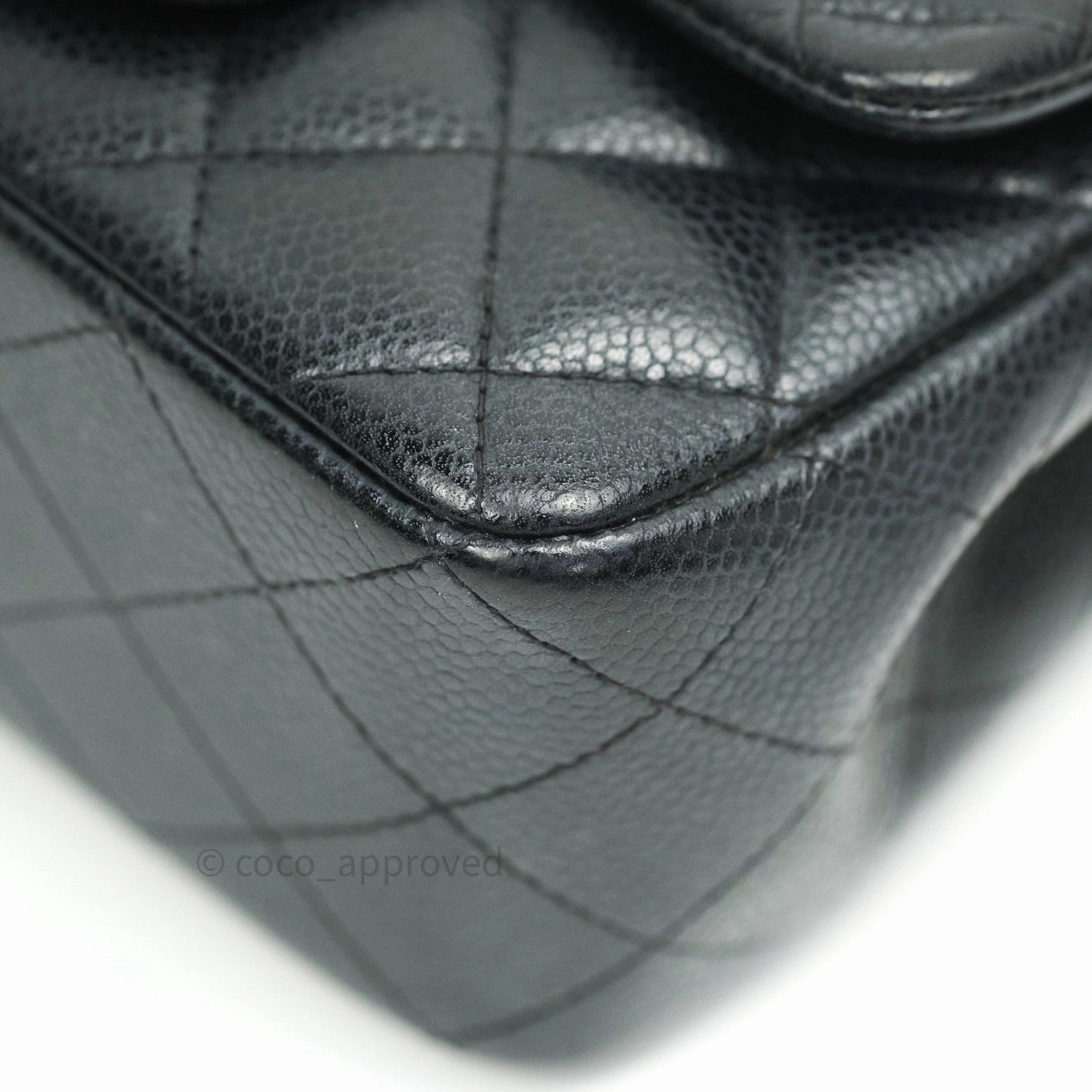 Chanel Mini Square Black Quilted Caviar Ruthenium Hardware