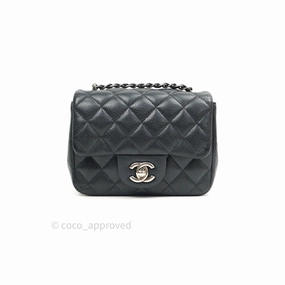 Chanel Mini Square Black Quilted Caviar Ruthenium Hardware