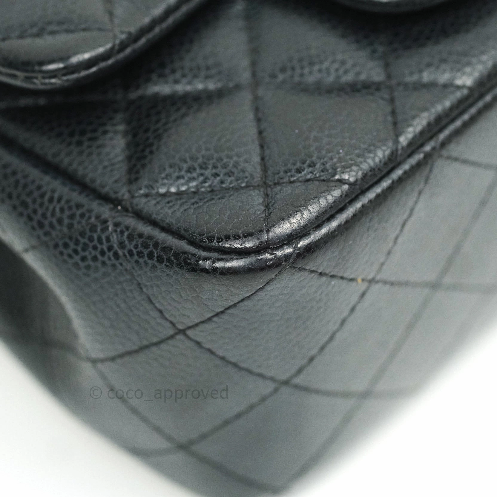 Chanel Mini Square Black Quilted Caviar Ruthenium Hardware