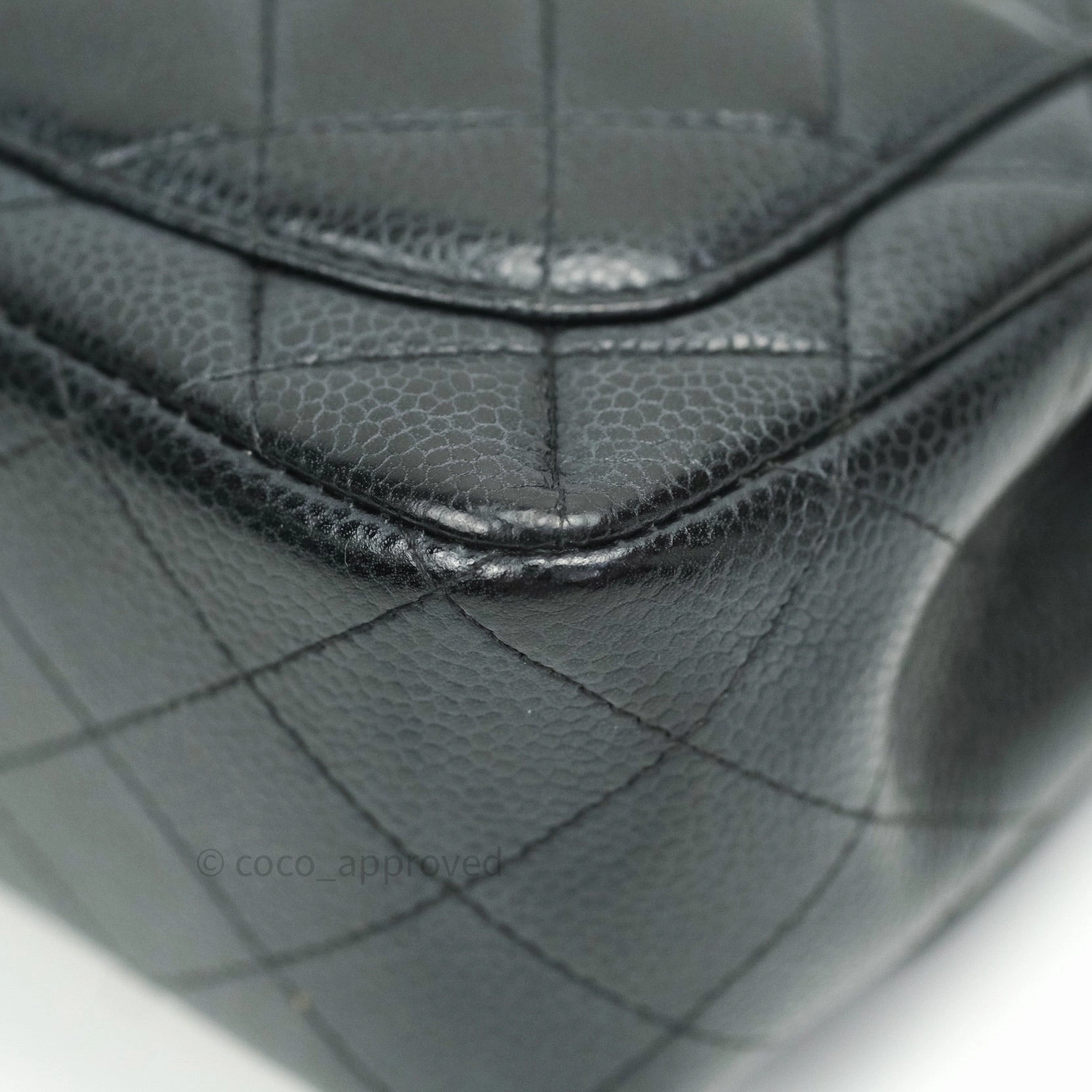 Chanel Mini Square Black Quilted Caviar Ruthenium Hardware