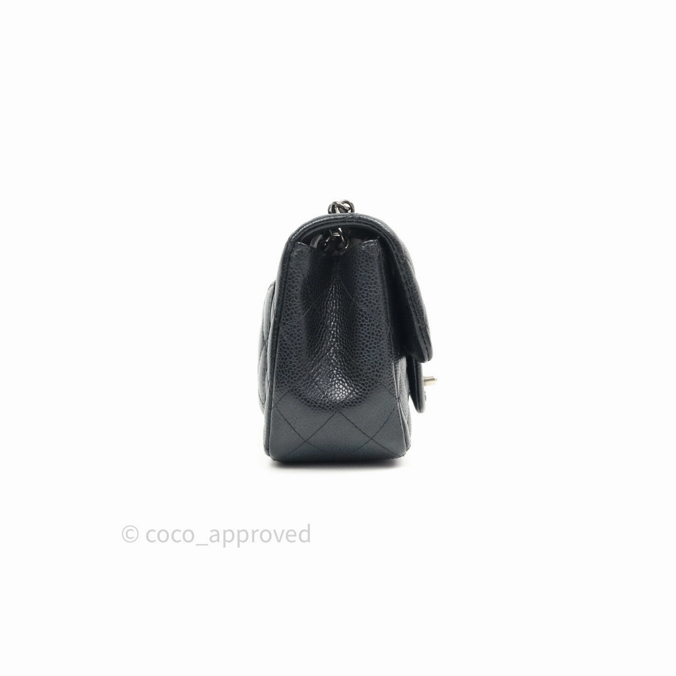 Chanel Mini Square Black Quilted Caviar Ruthenium Hardware
