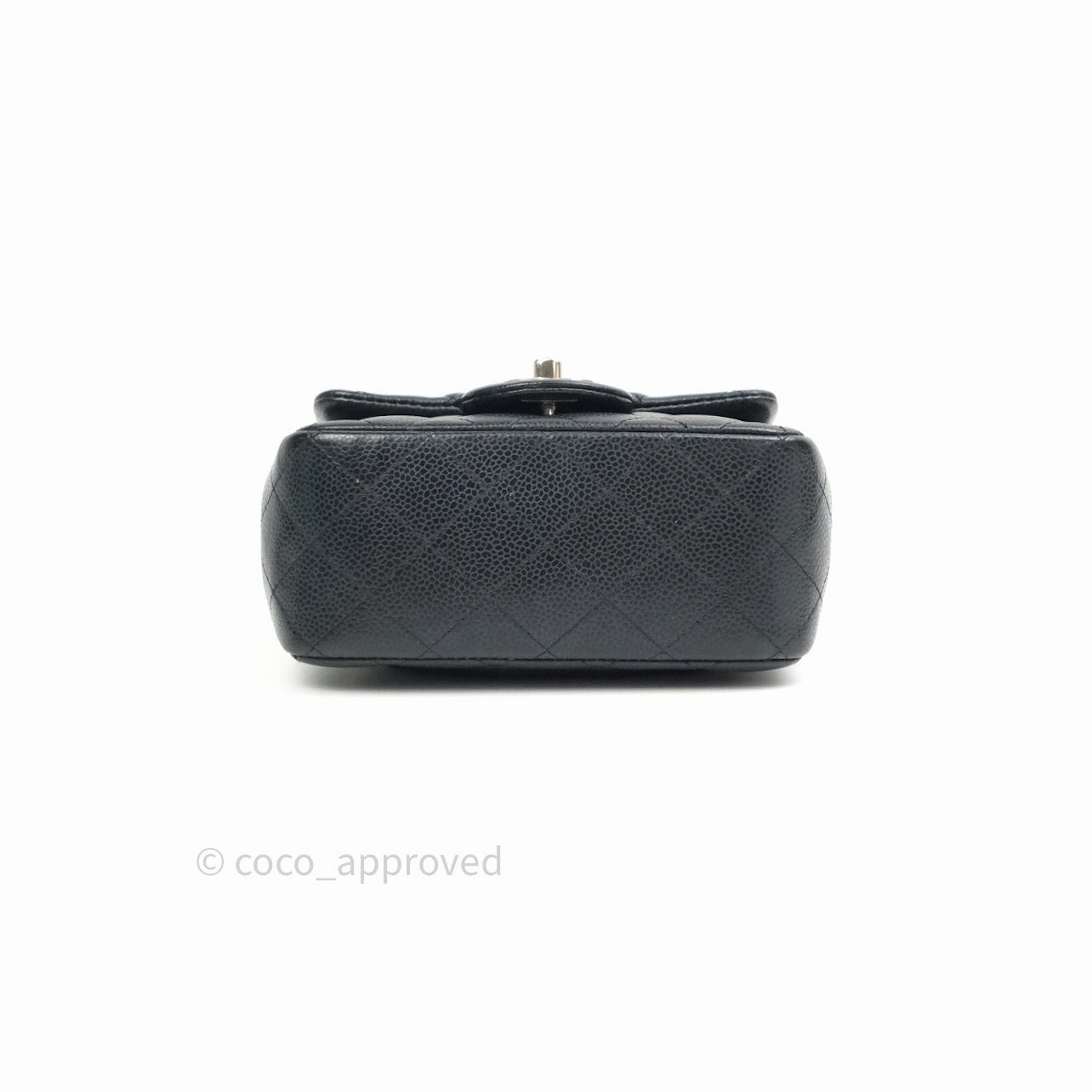 Chanel Mini Square Black Quilted Caviar Ruthenium Hardware
