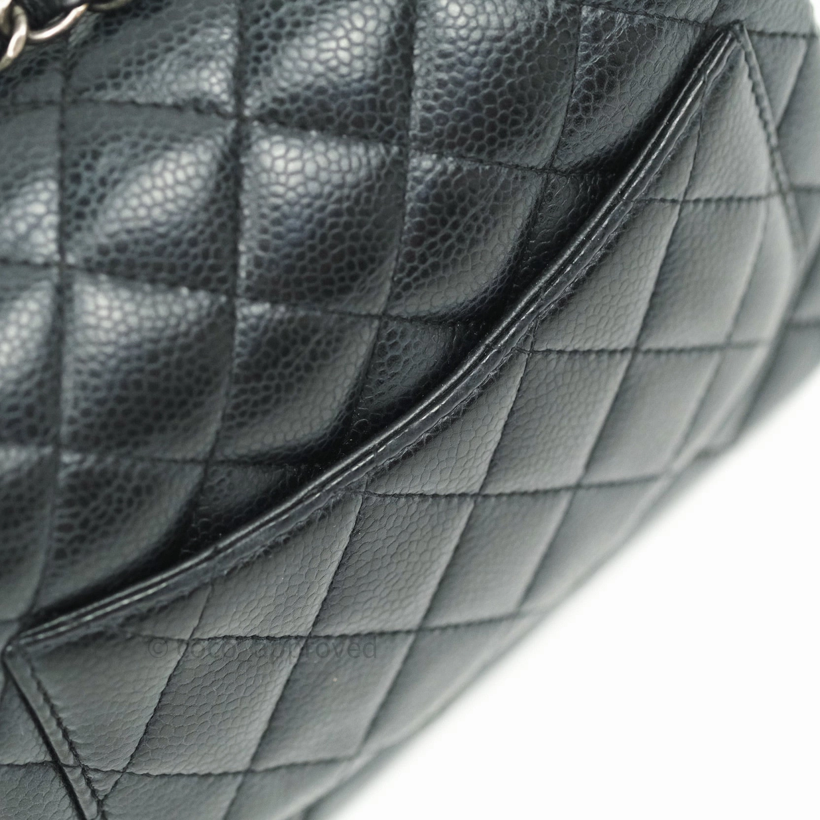 Chanel Mini Square Black Quilted Caviar Ruthenium Hardware