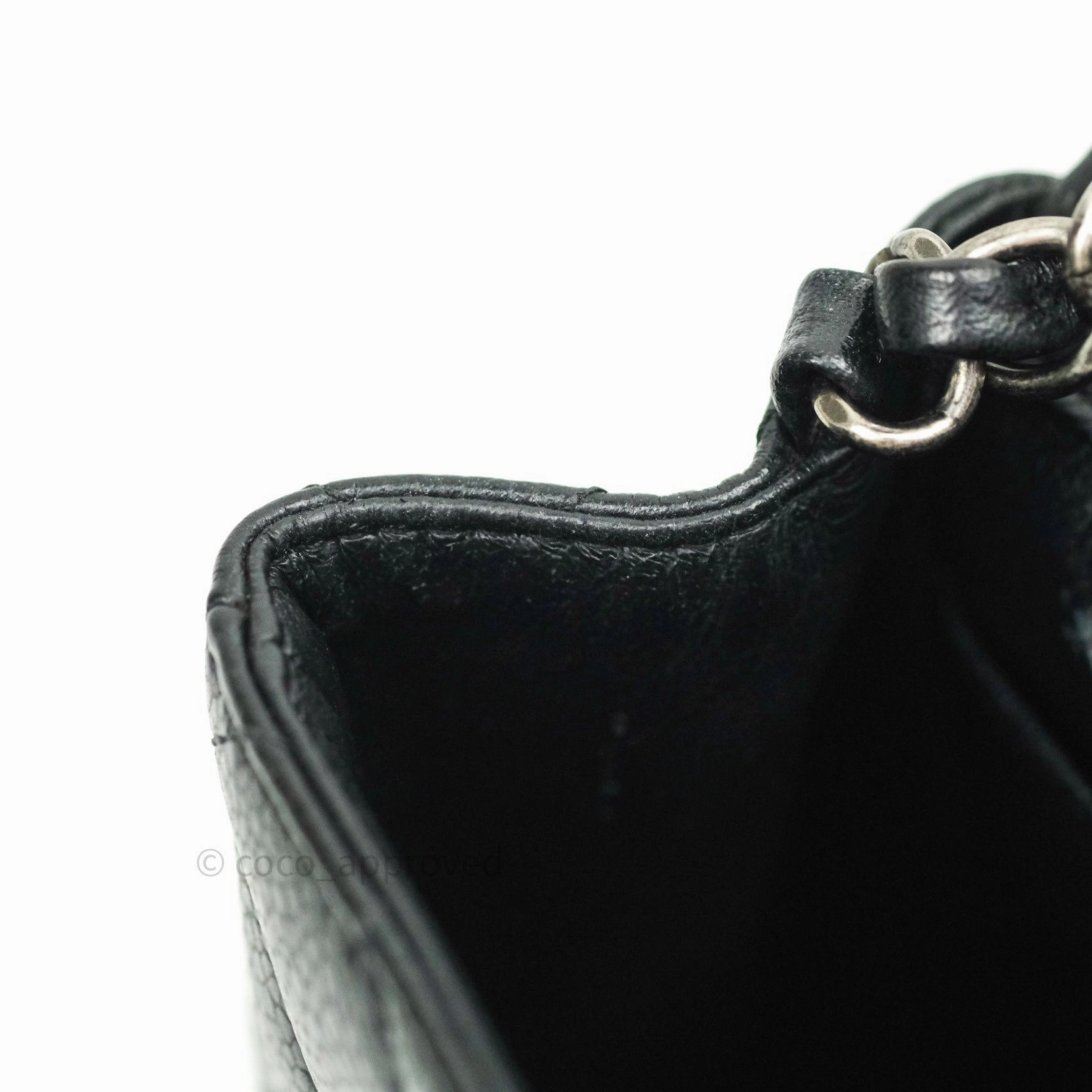 Chanel Mini Square Black Quilted Caviar Ruthenium Hardware