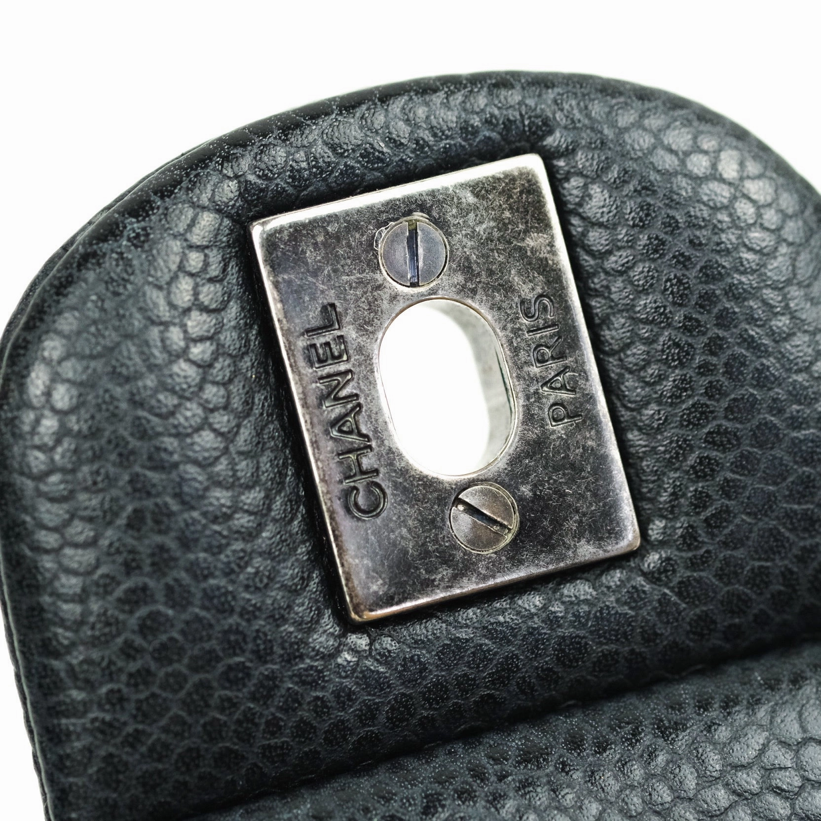 Chanel Mini Square Black Quilted Caviar Ruthenium Hardware