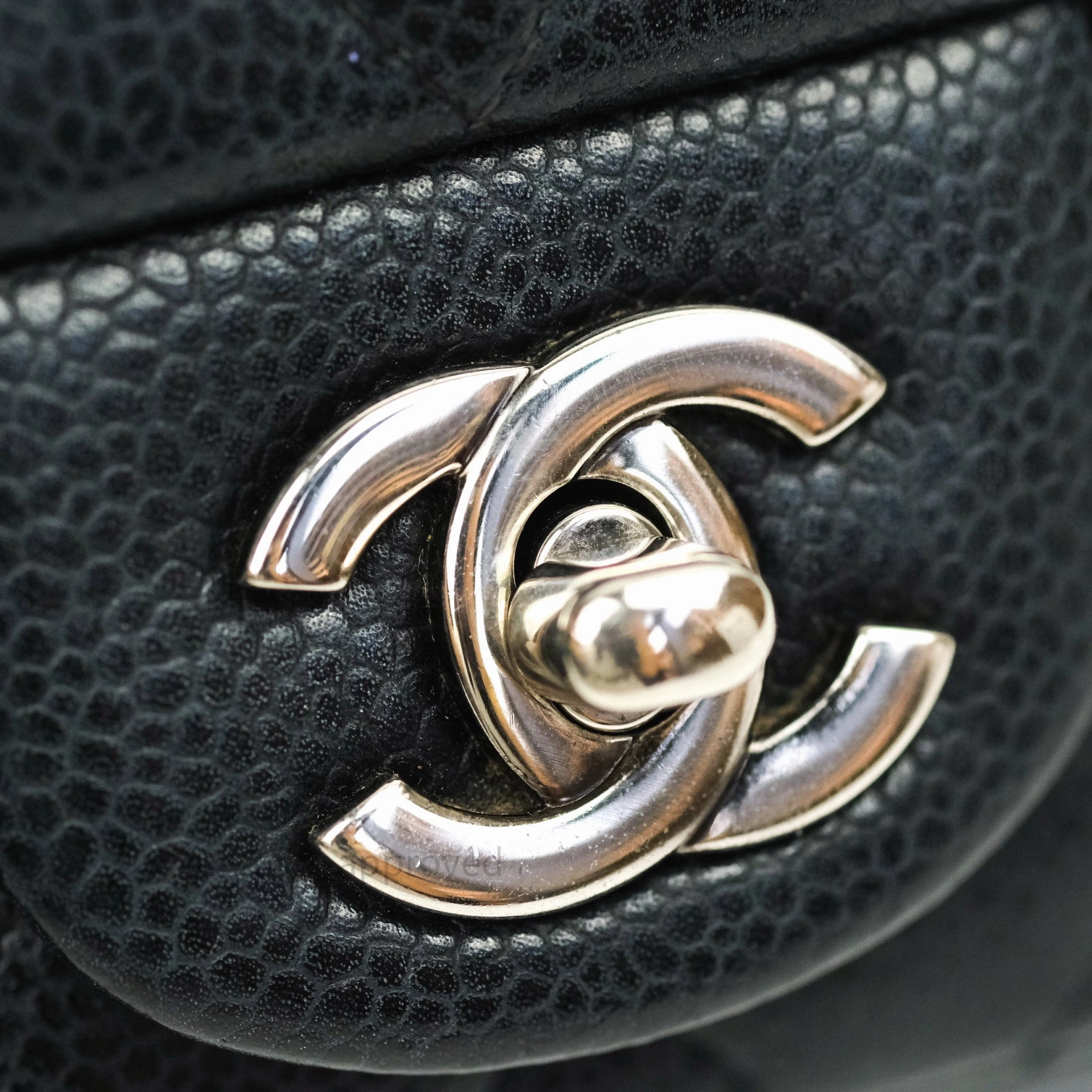 Chanel Mini Square Black Quilted Caviar Ruthenium Hardware