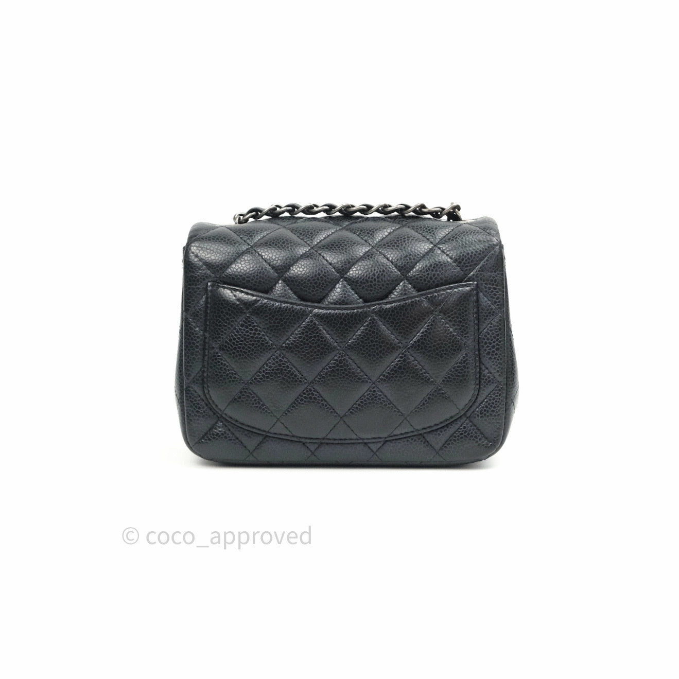 Chanel Mini Square Black Quilted Caviar Ruthenium Hardware