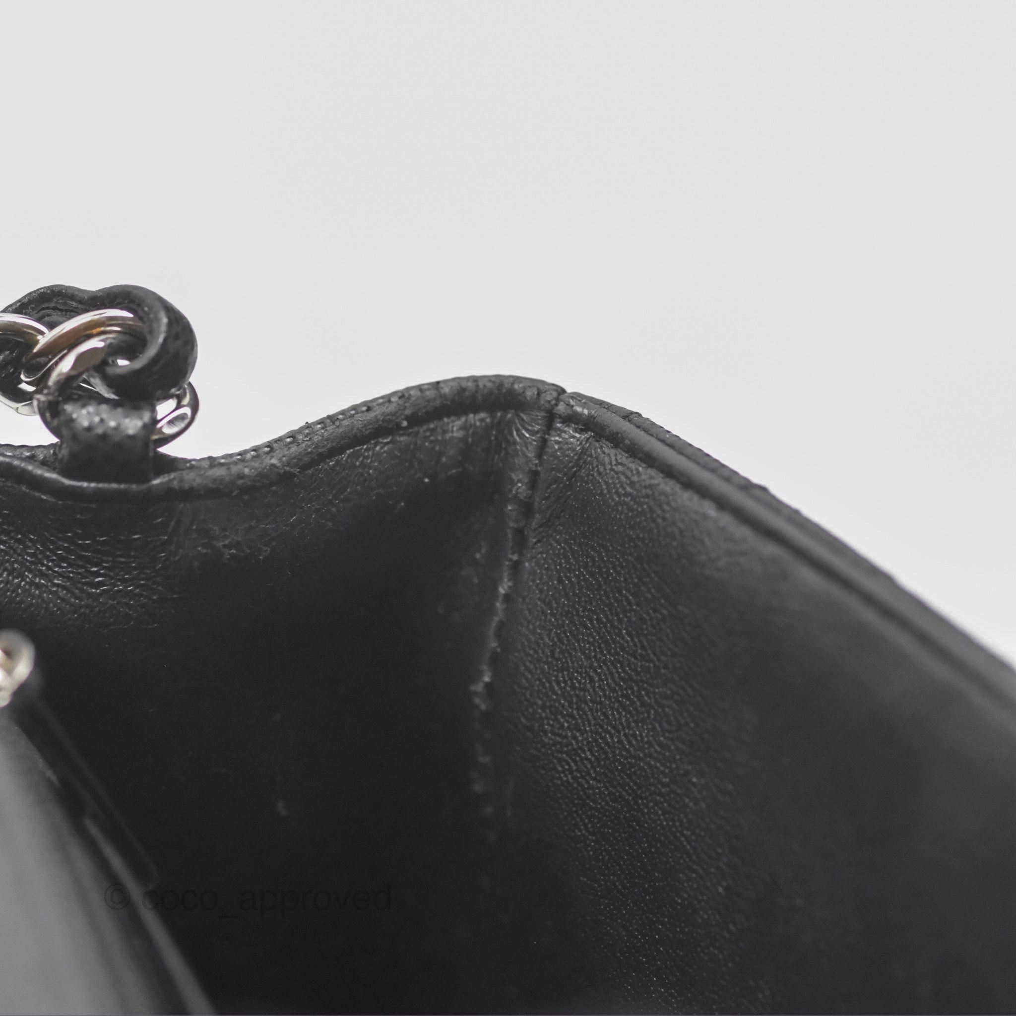 Chanel Mini Square Chevron Black Caviar Silver Hardware