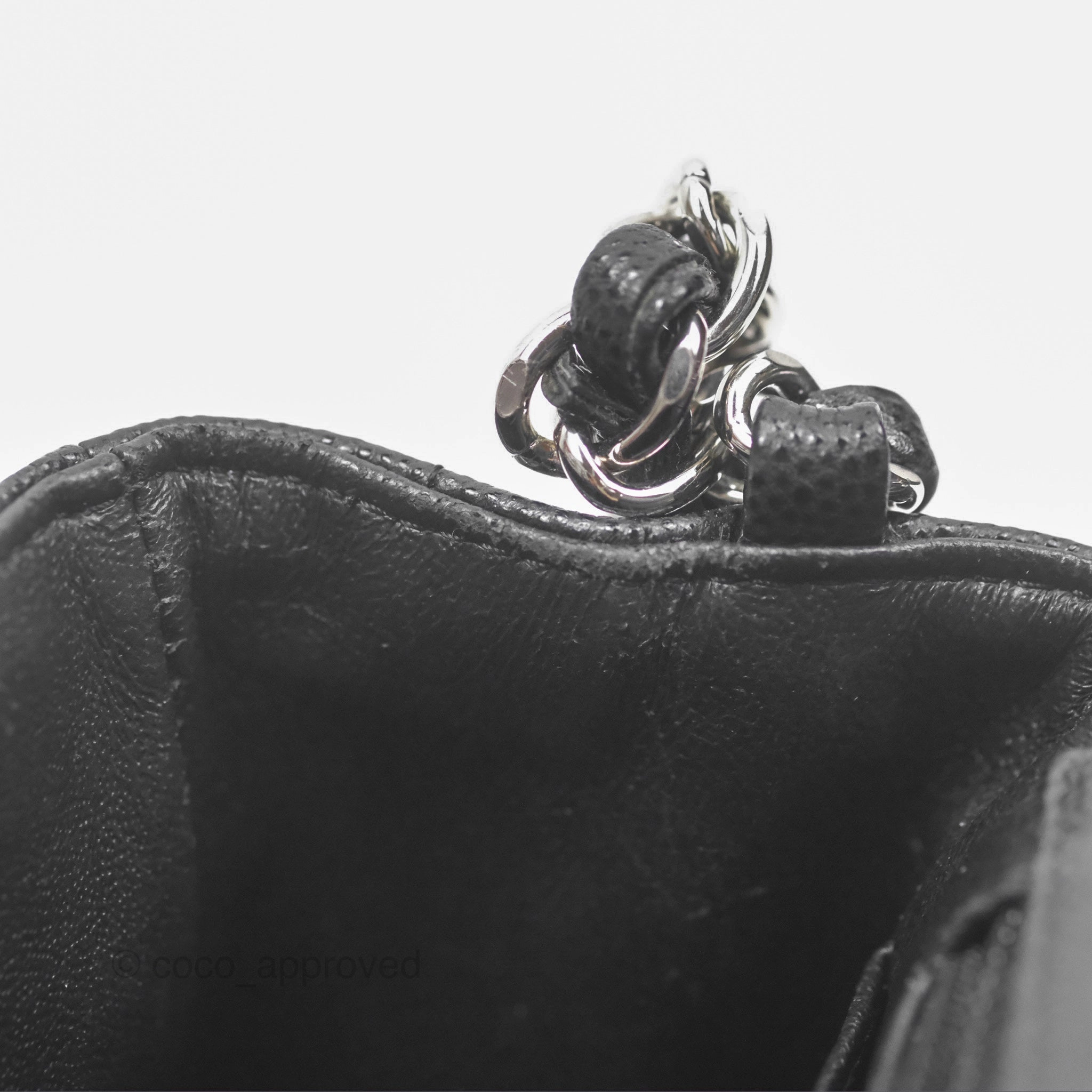 Chanel Mini Square Chevron Black Caviar Silver Hardware