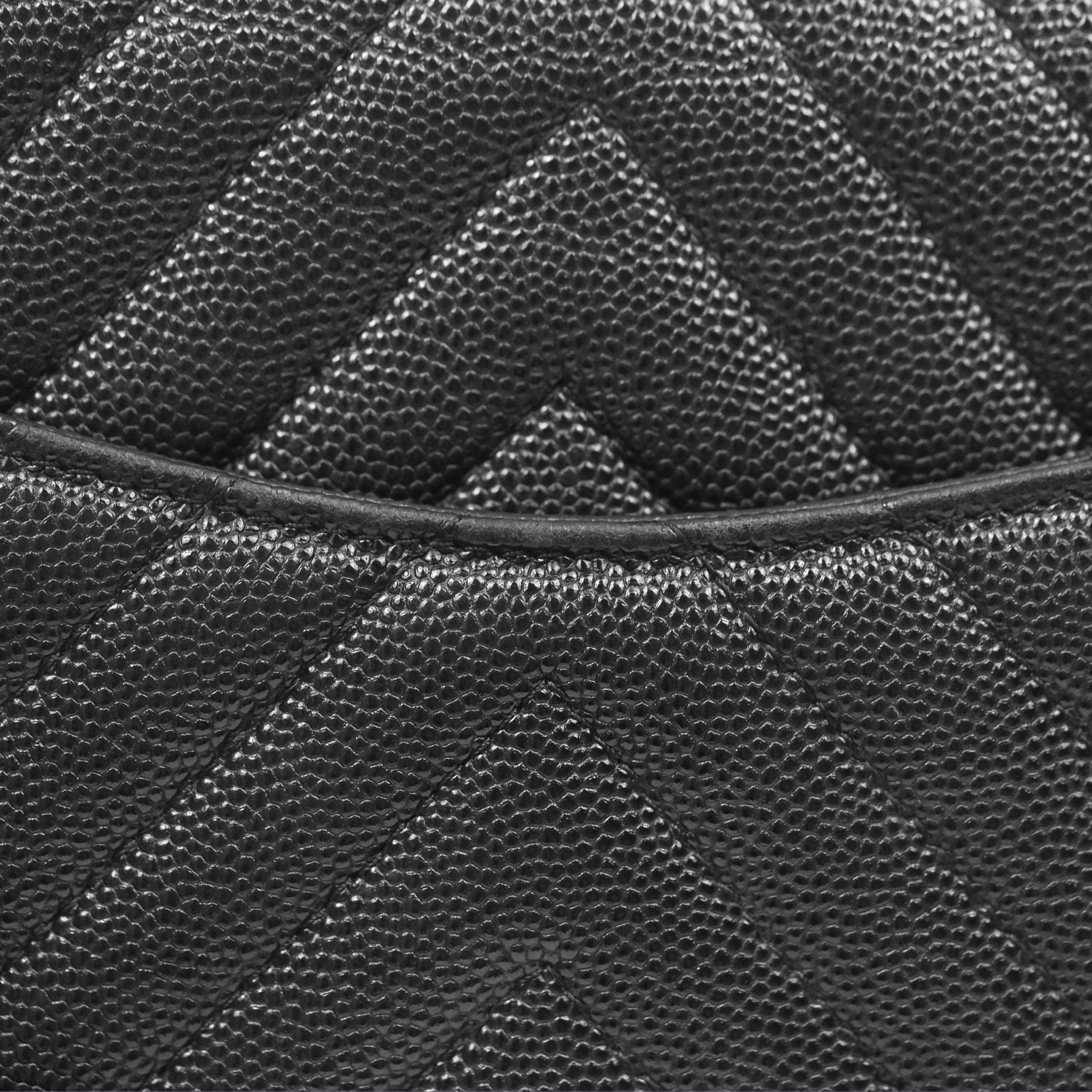 Chanel Mini Square Chevron Black Caviar Silver Hardware