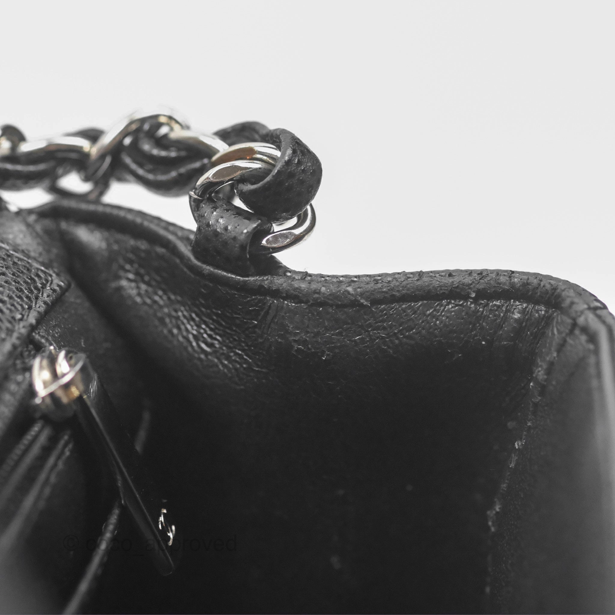 Chanel Mini Square Chevron Black Caviar Silver Hardware