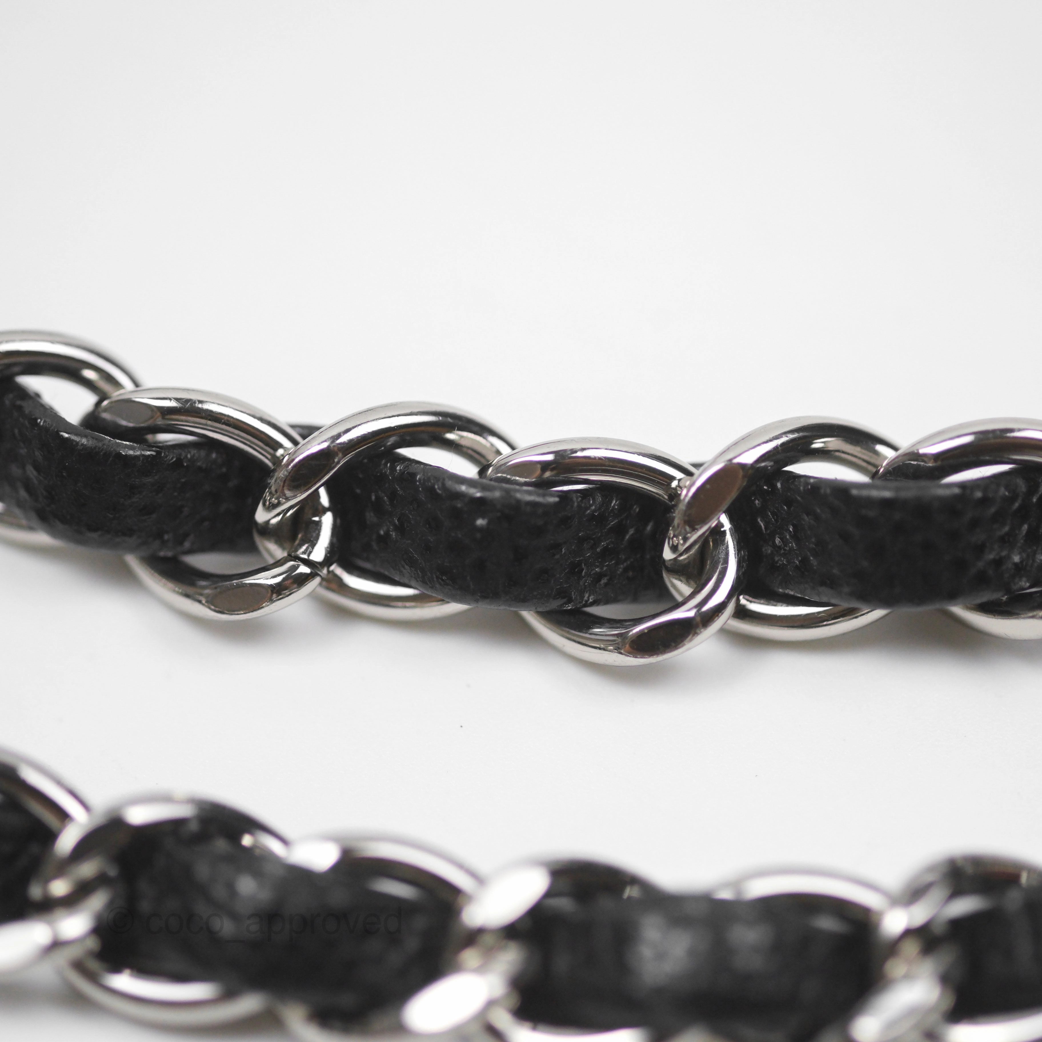 Chanel Mini Square Chevron Black Caviar Silver Hardware