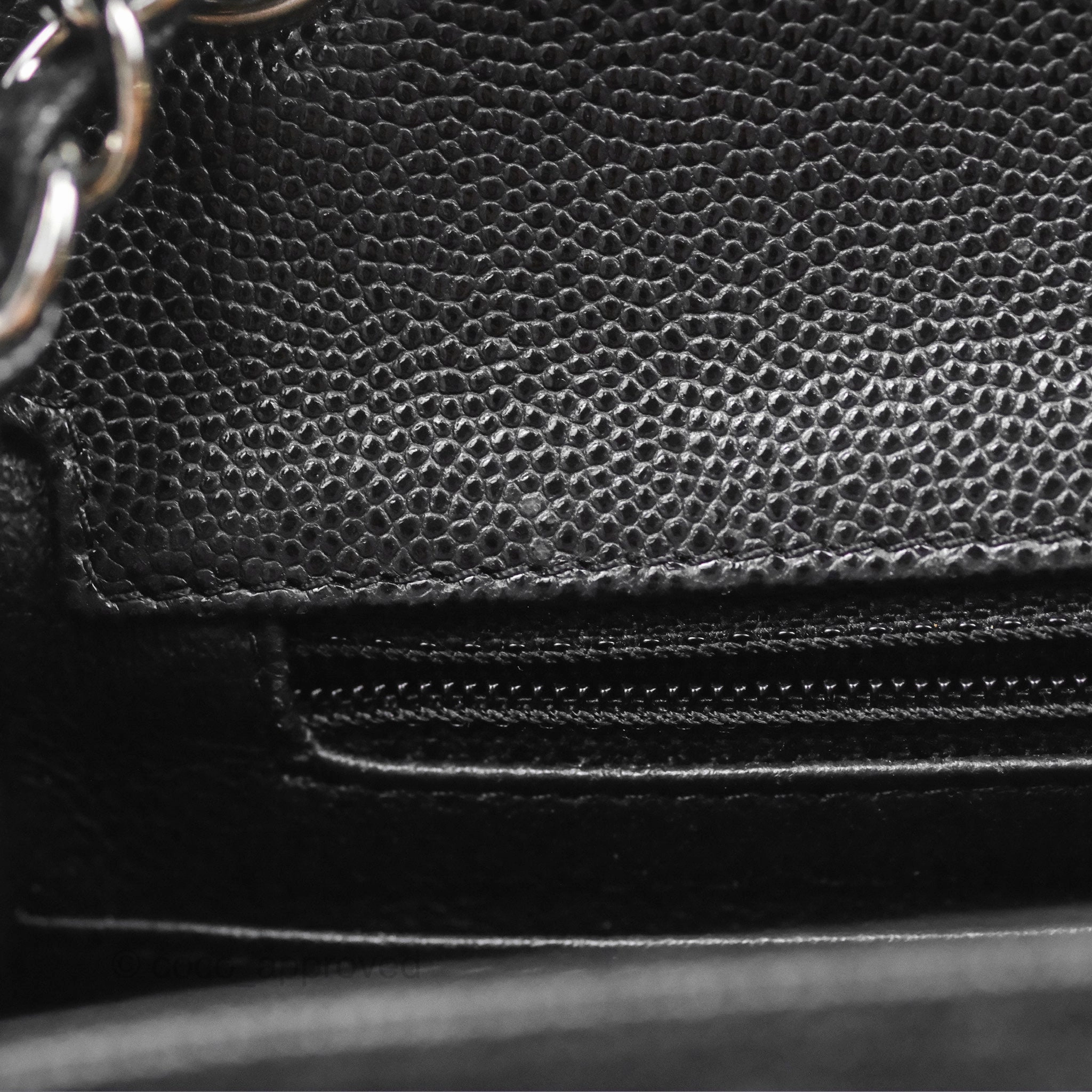 Chanel Mini Square Chevron Black Caviar Silver Hardware