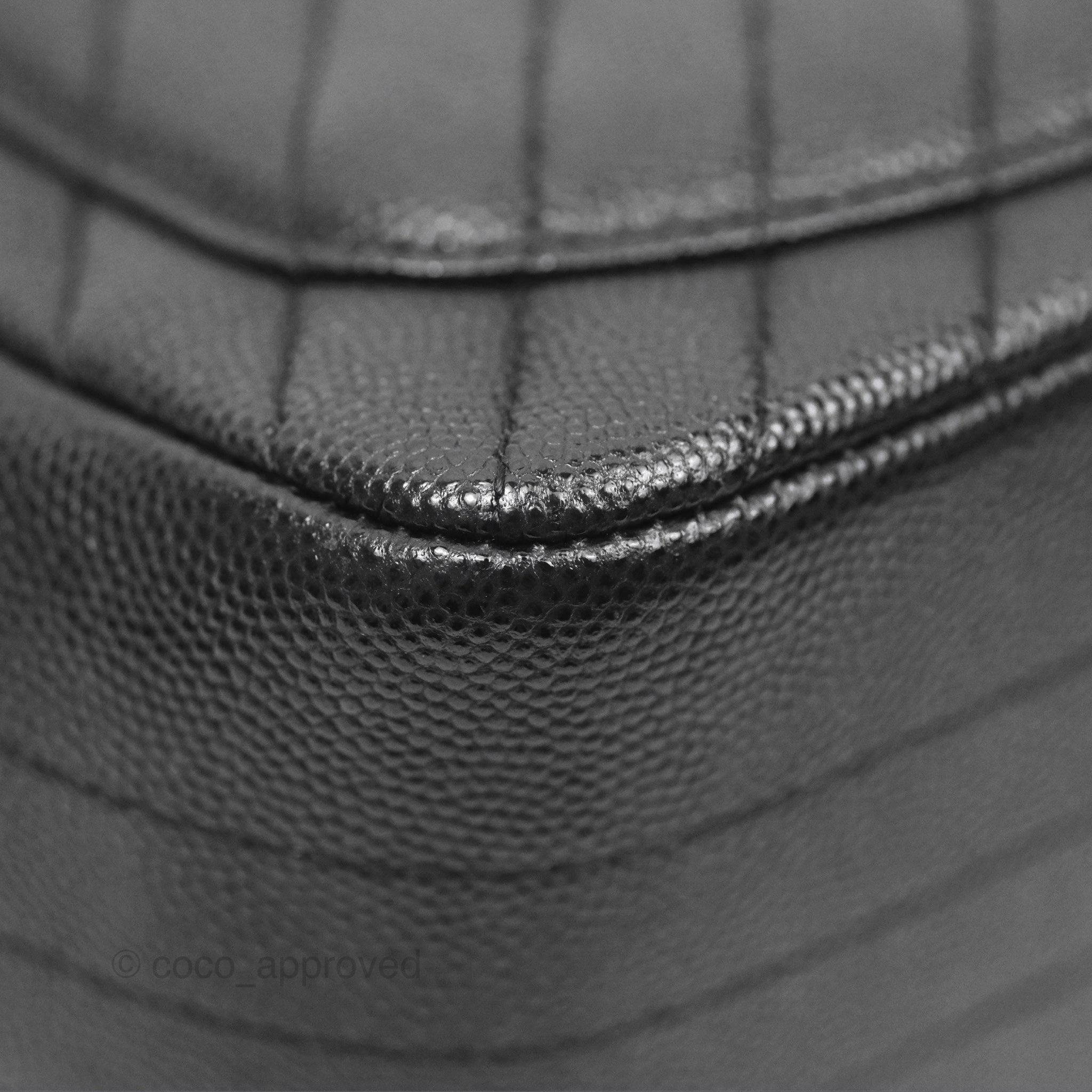 Chanel Mini Square Chevron Black Caviar Silver Hardware