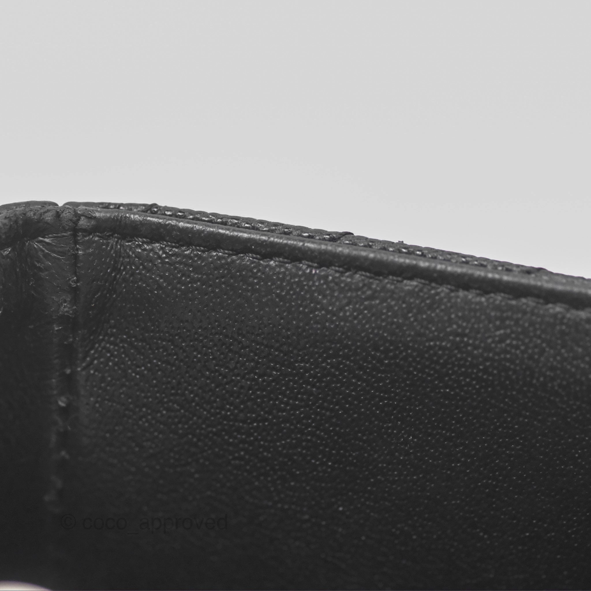 Chanel Mini Square Chevron Black Caviar Silver Hardware
