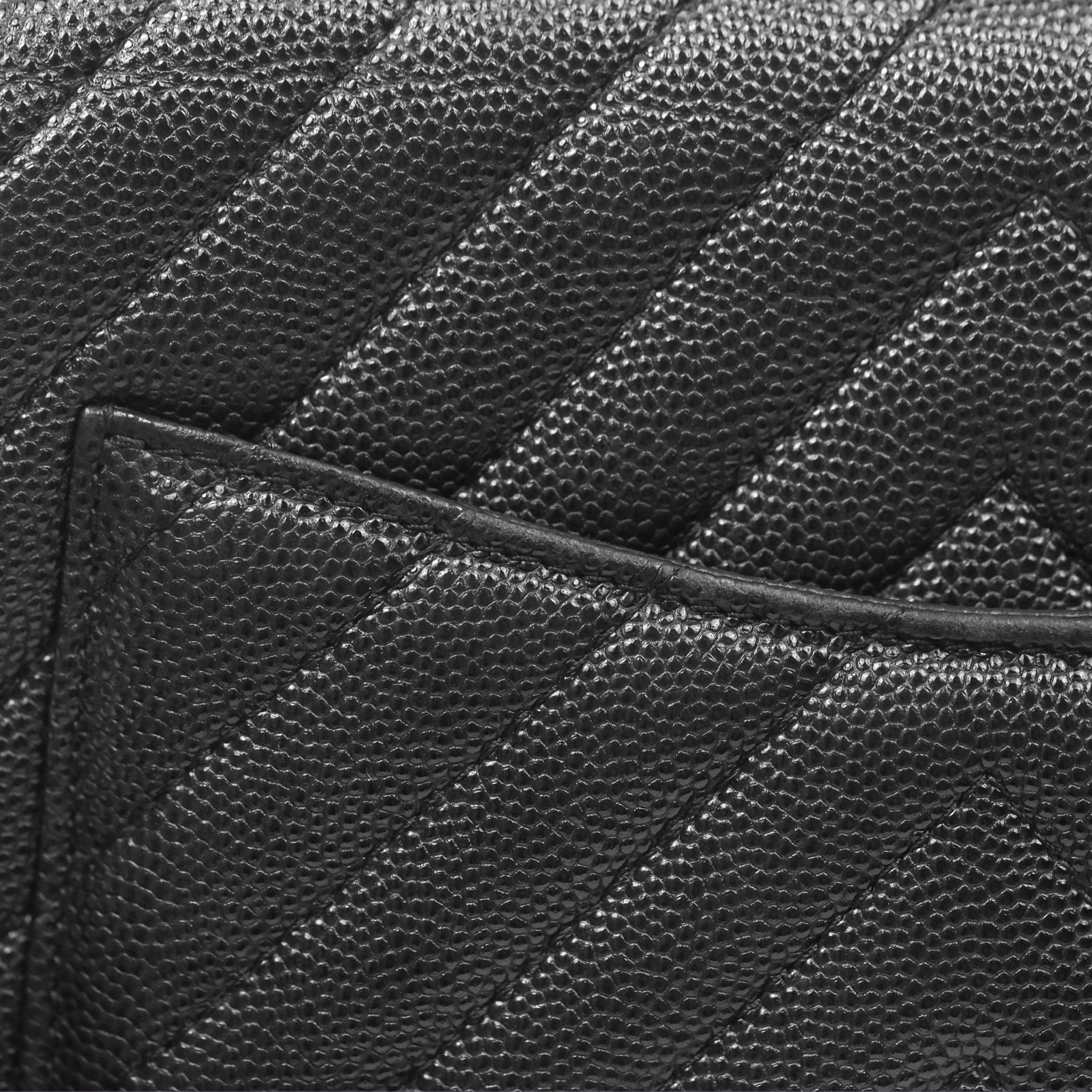 Chanel Mini Square Chevron Black Caviar Silver Hardware