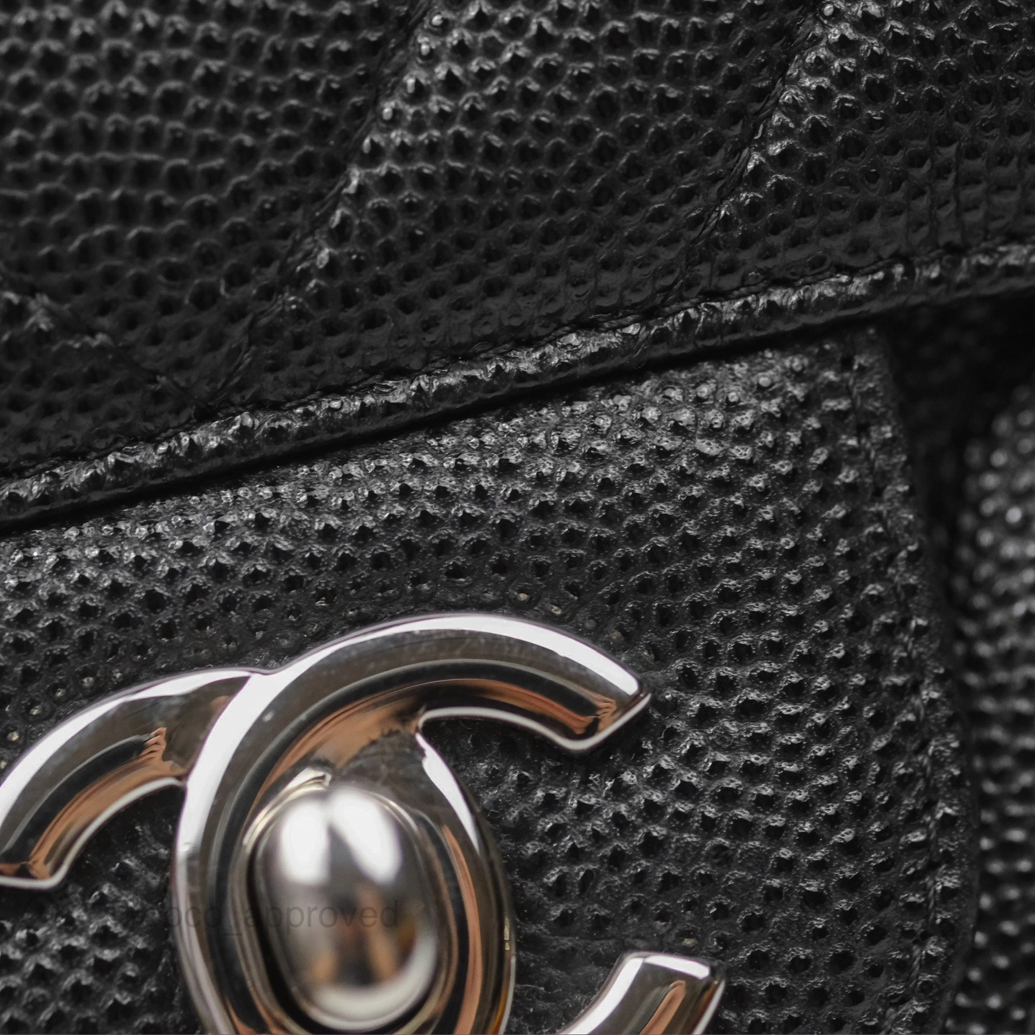 Chanel Mini Square Chevron Black Caviar Silver Hardware