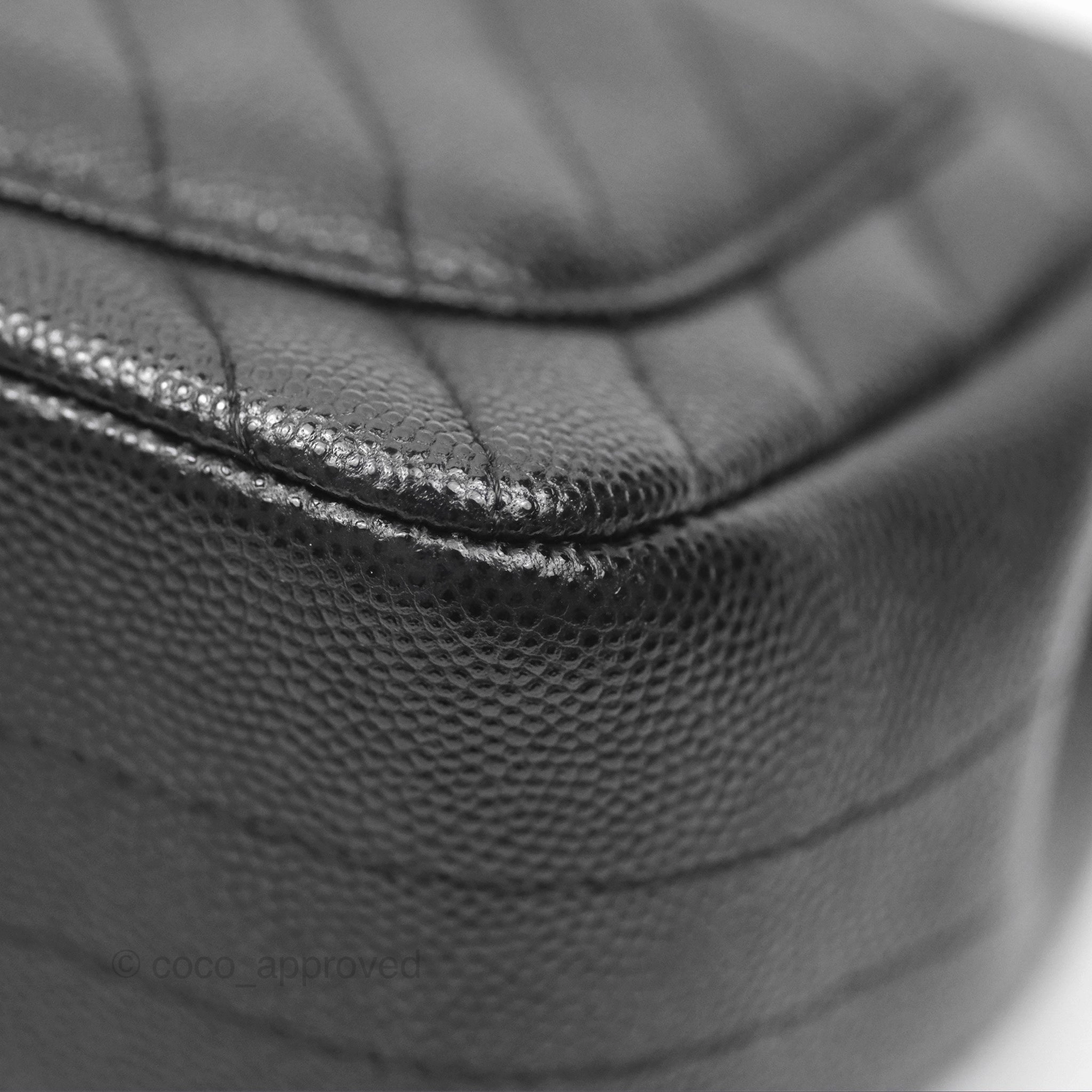 Chanel Mini Square Chevron Black Caviar Silver Hardware