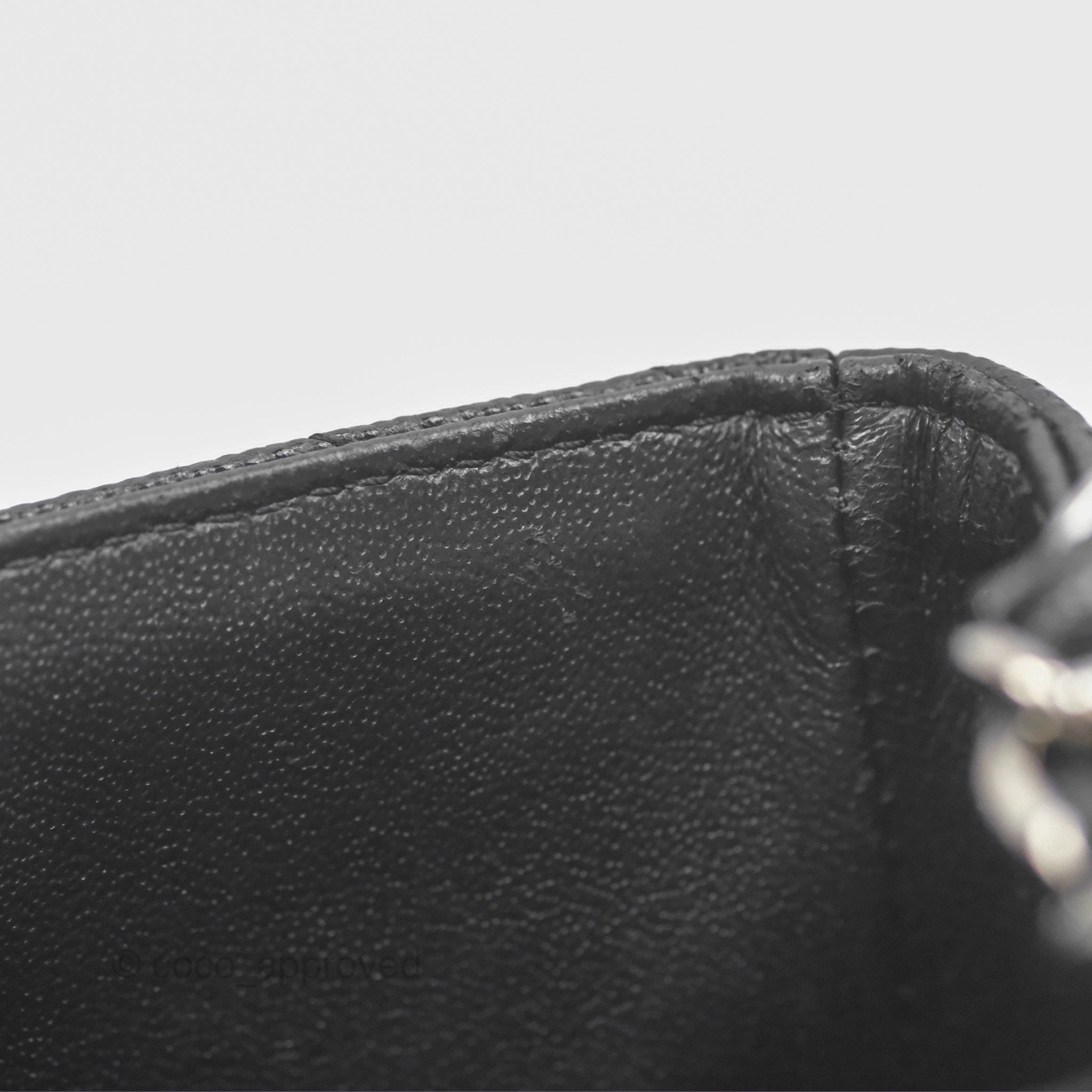 Chanel Mini Square Chevron Black Caviar Silver Hardware