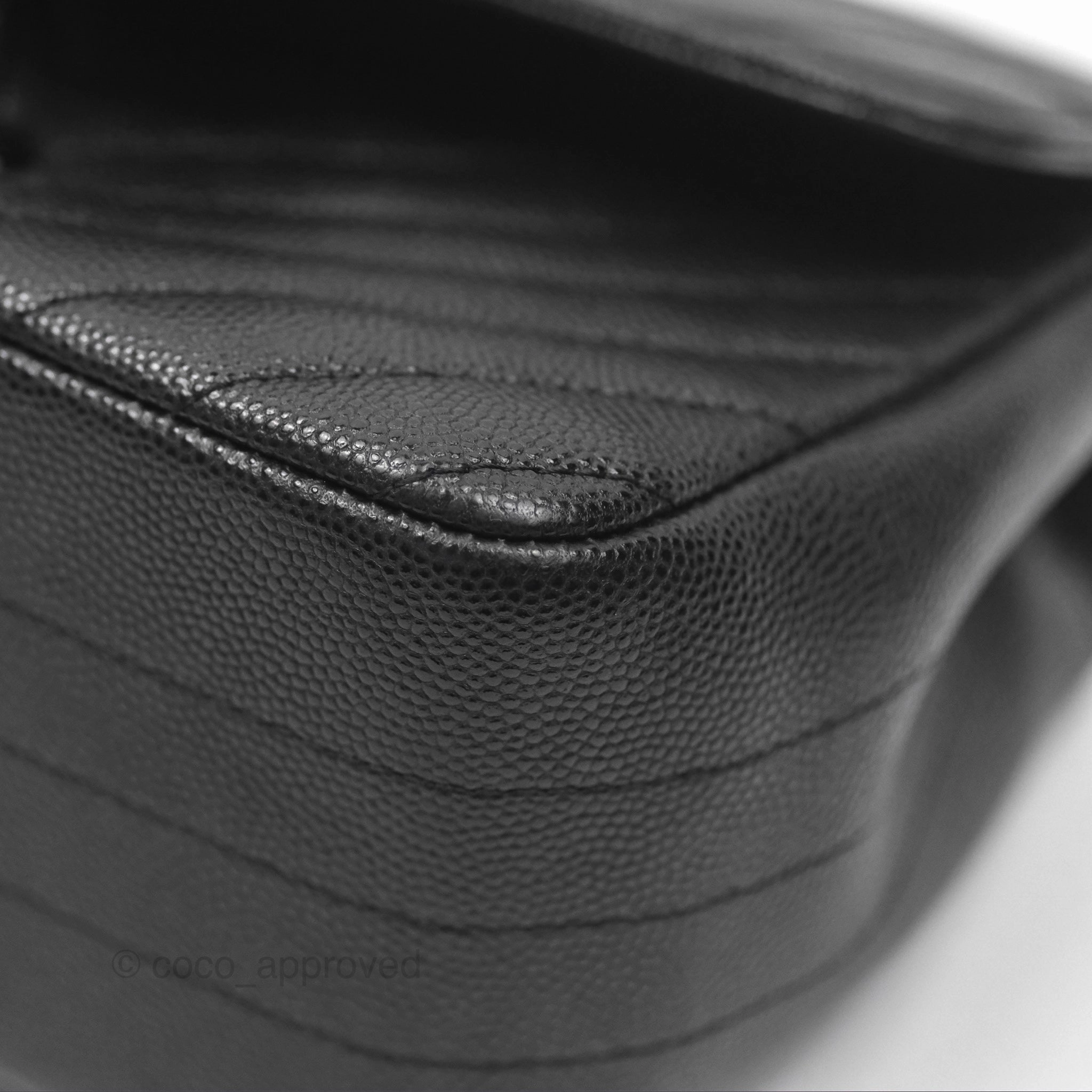 Chanel Mini Square Chevron Black Caviar Silver Hardware