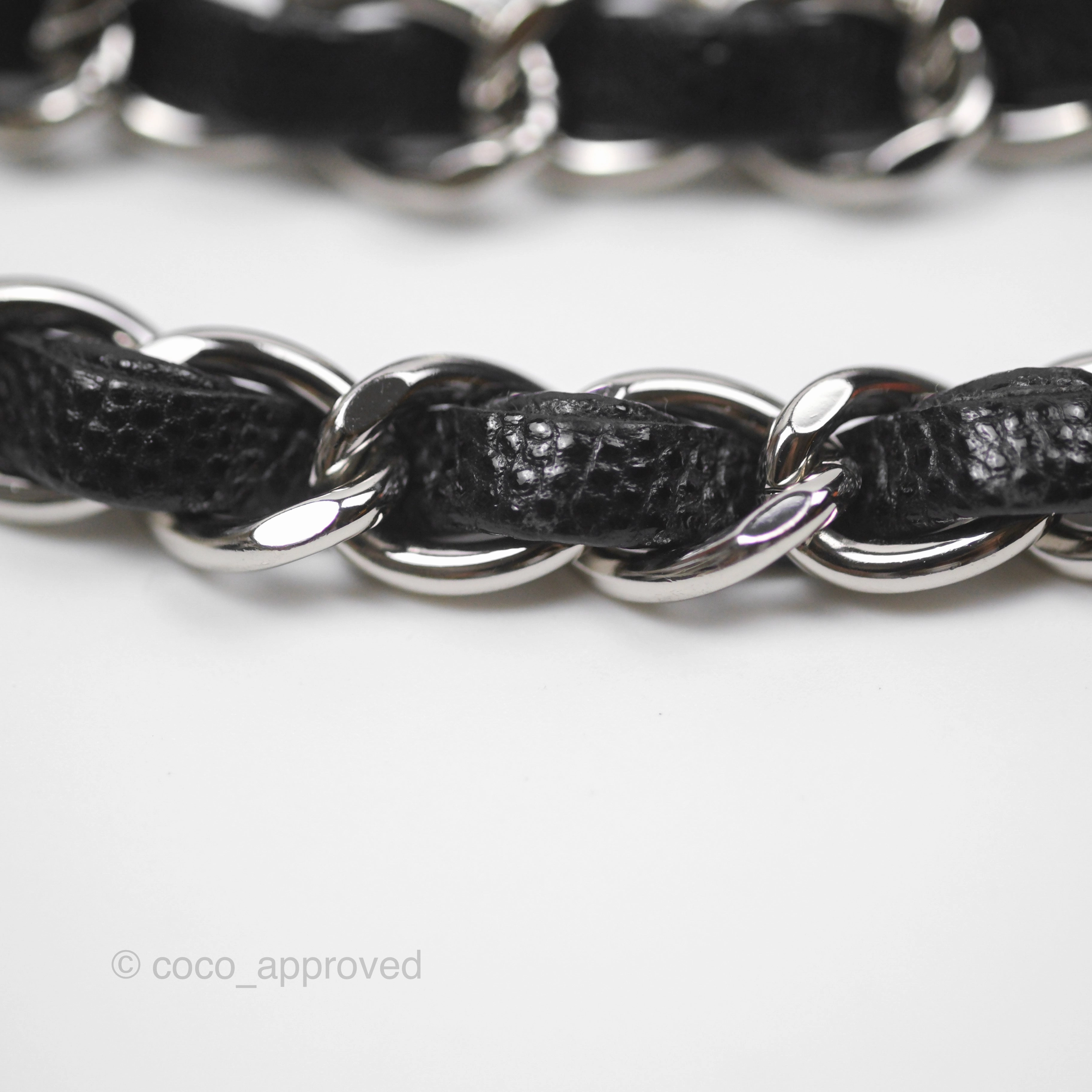 Chanel Mini Square Chevron Black Caviar Silver Hardware