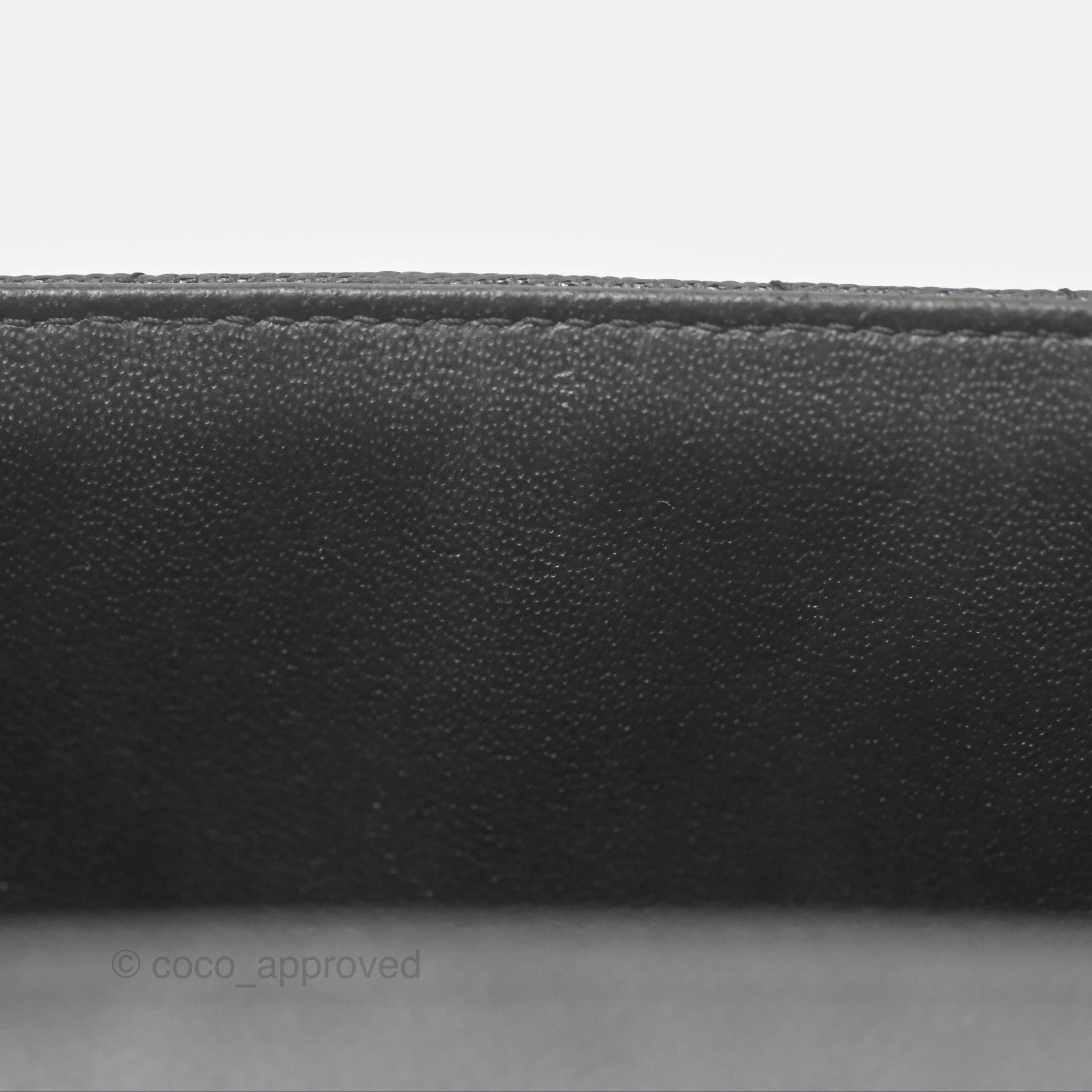 Chanel Mini Square Chevron Black Caviar Silver Hardware