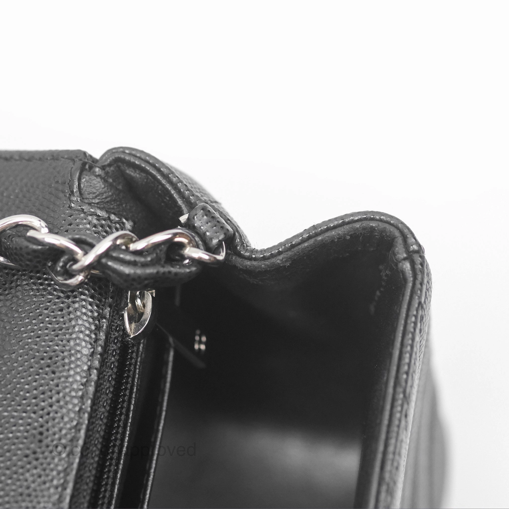 Chanel Mini Square Chevron Black Caviar Silver Hardware