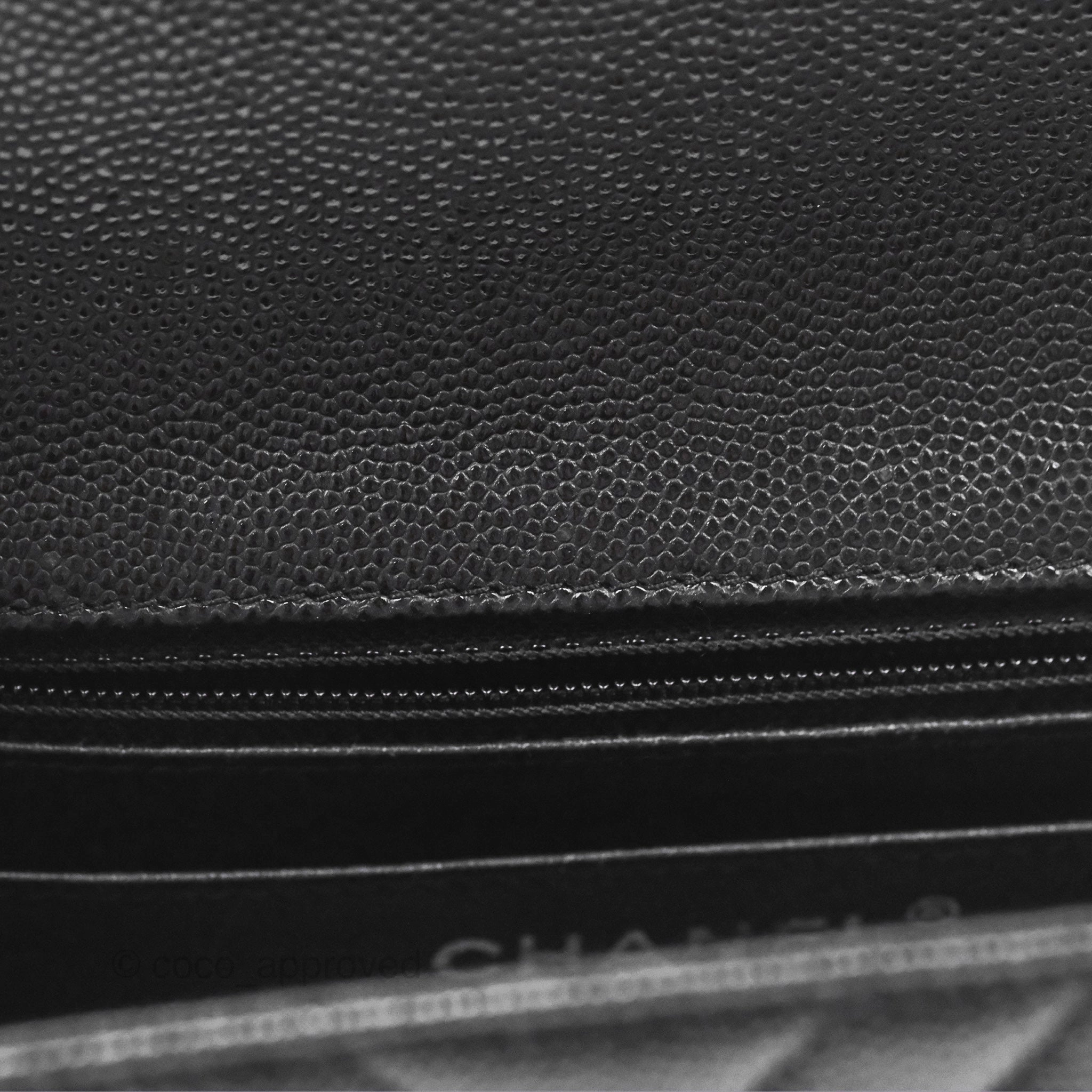 Chanel Mini Square Chevron Black Caviar Silver Hardware