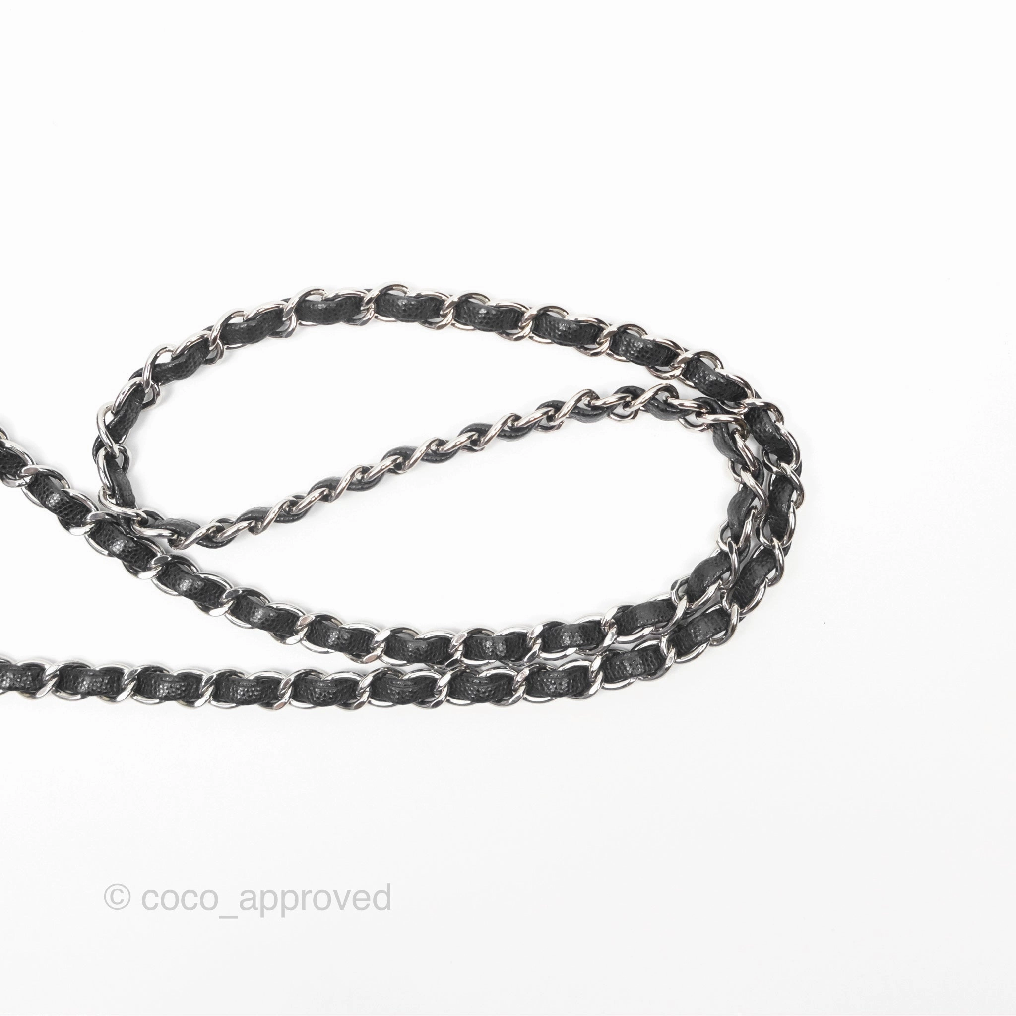 Chanel Mini Square Chevron Black Caviar Silver Hardware