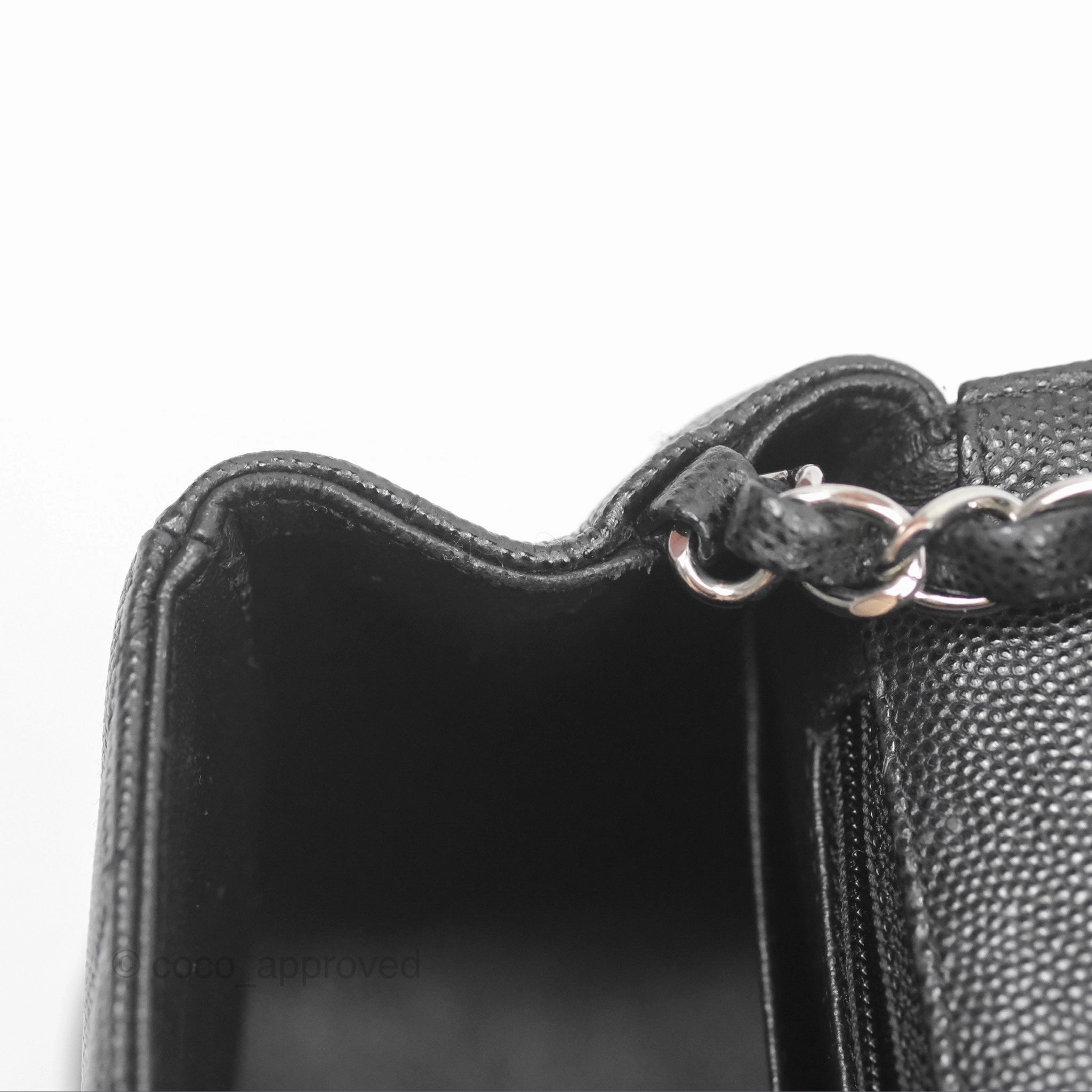 Chanel Mini Square Chevron Black Caviar Silver Hardware