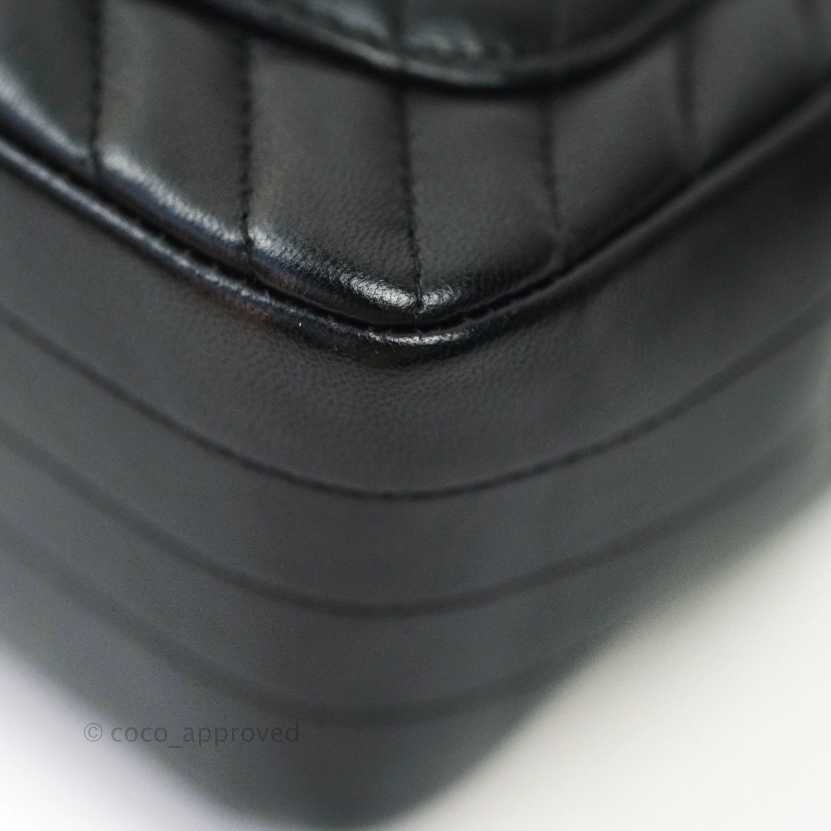 Chanel Mini Square Chevron Black Lambskin Gold Hardware