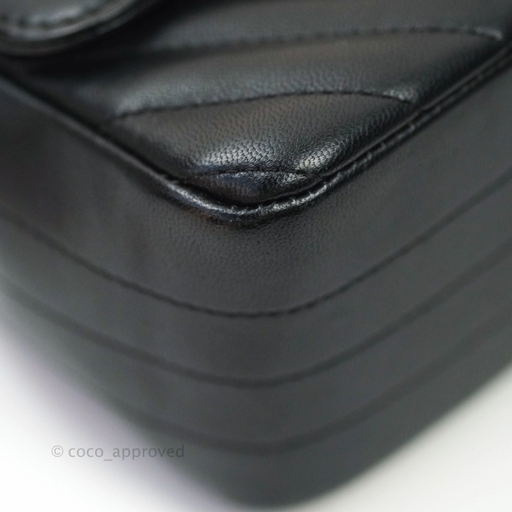 Chanel Mini Square Chevron Black Lambskin Gold Hardware
