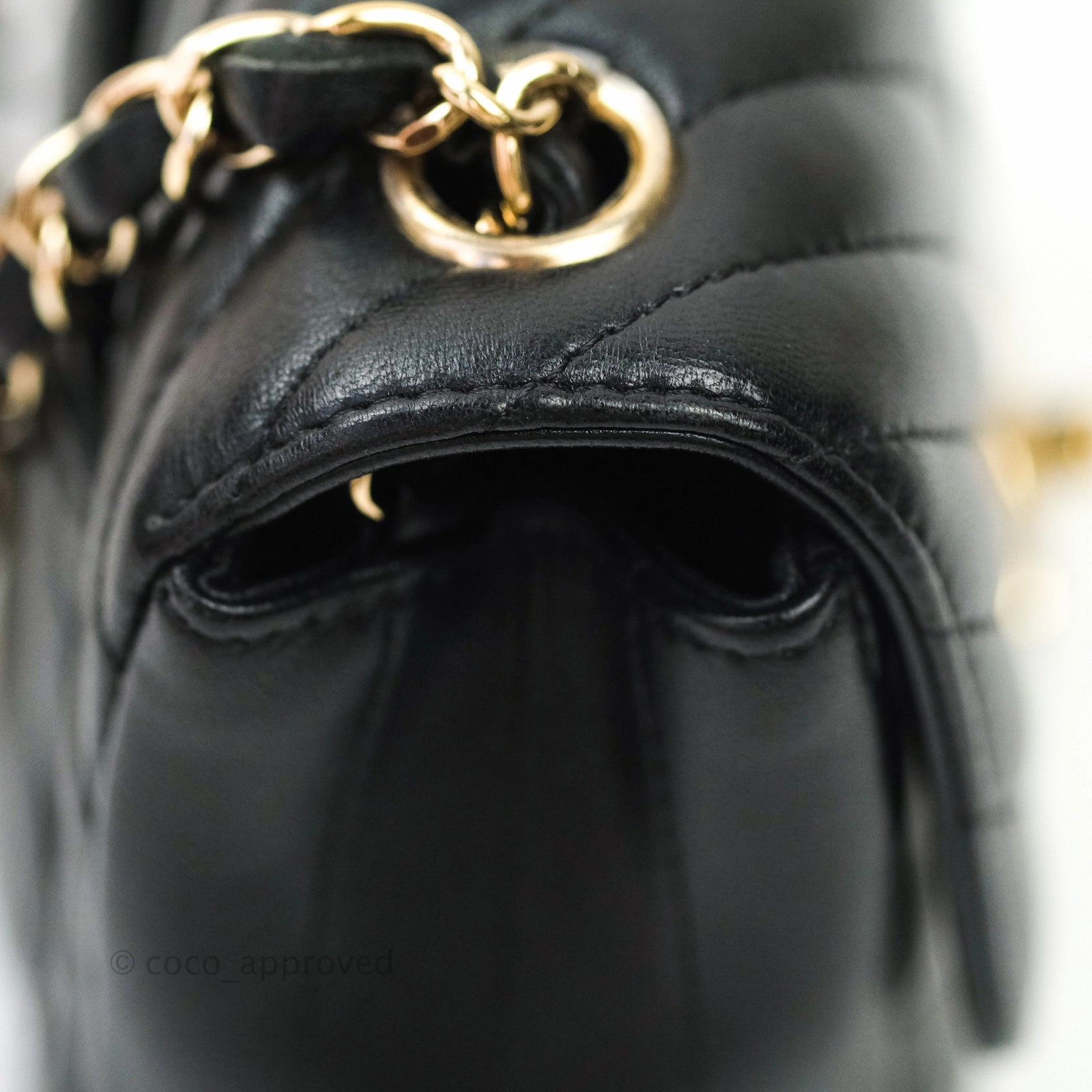 Chanel Mini Square Chevron Black Lambskin Gold Hardware