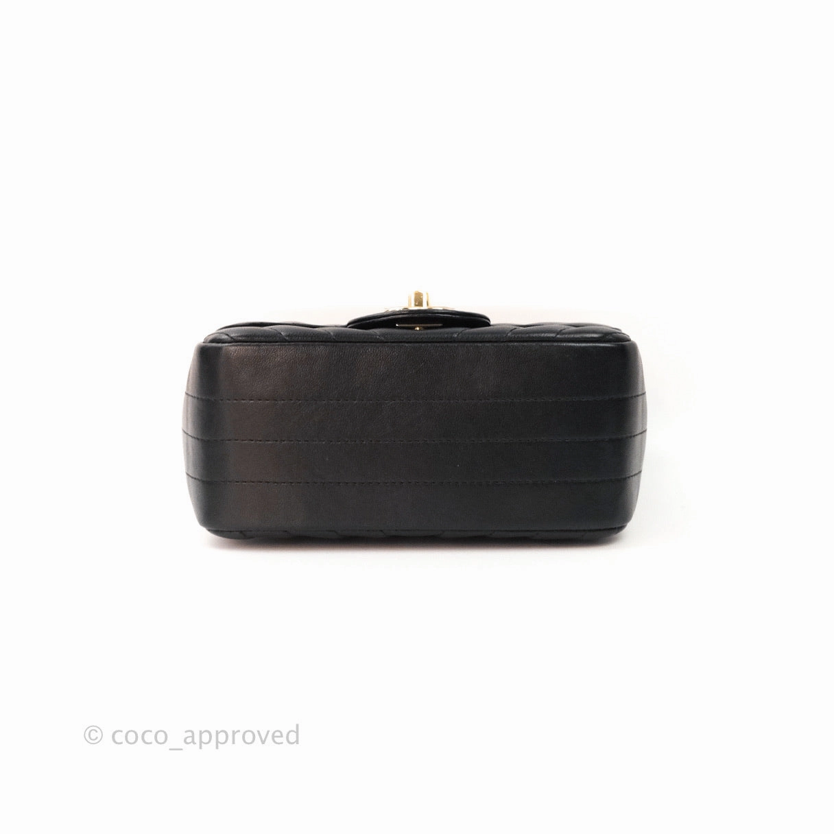 Chanel Mini Square Chevron Black Lambskin Gold Hardware